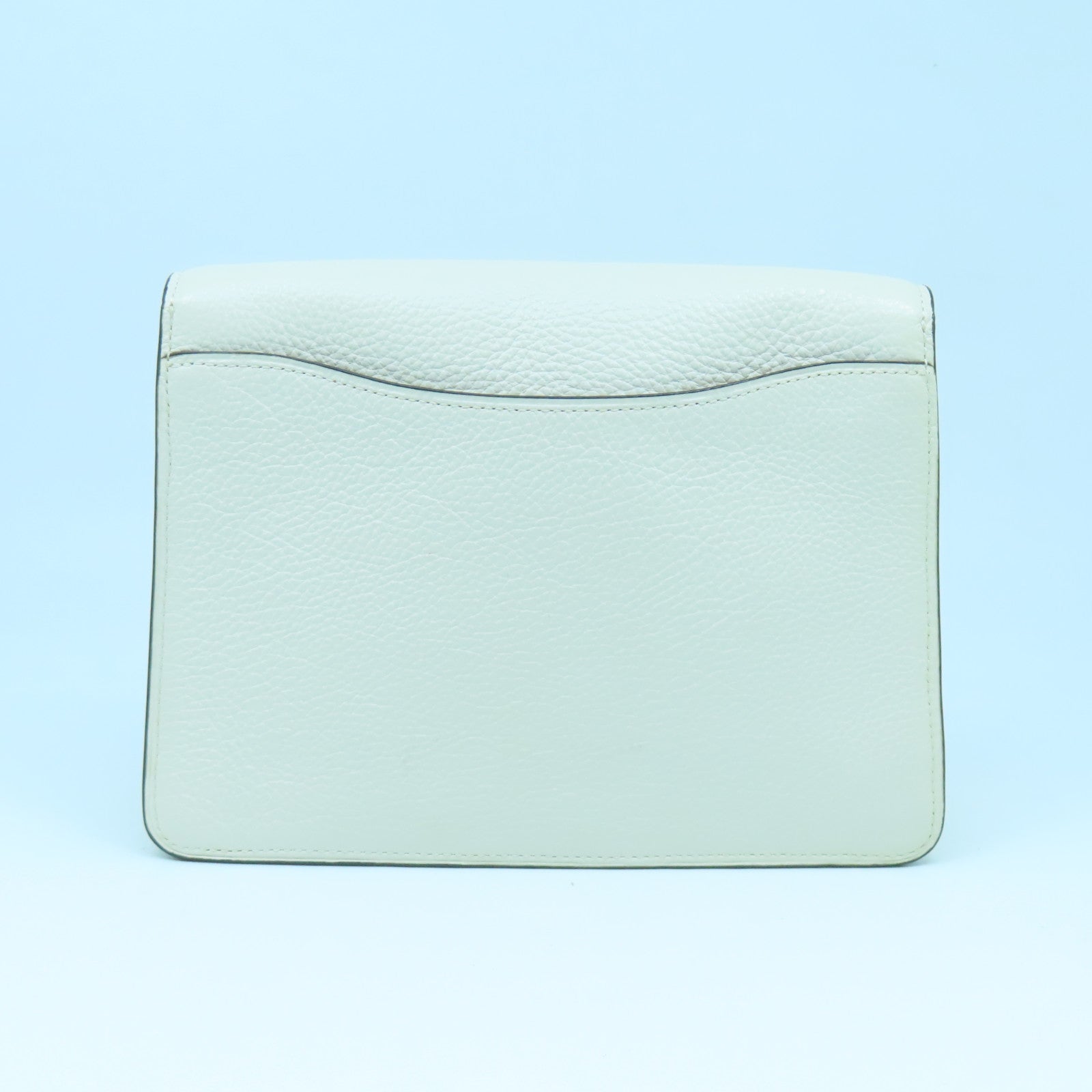 COACH 牛皮皮革Shoulder Bag金扣鏈帶肩背袋奶油白色