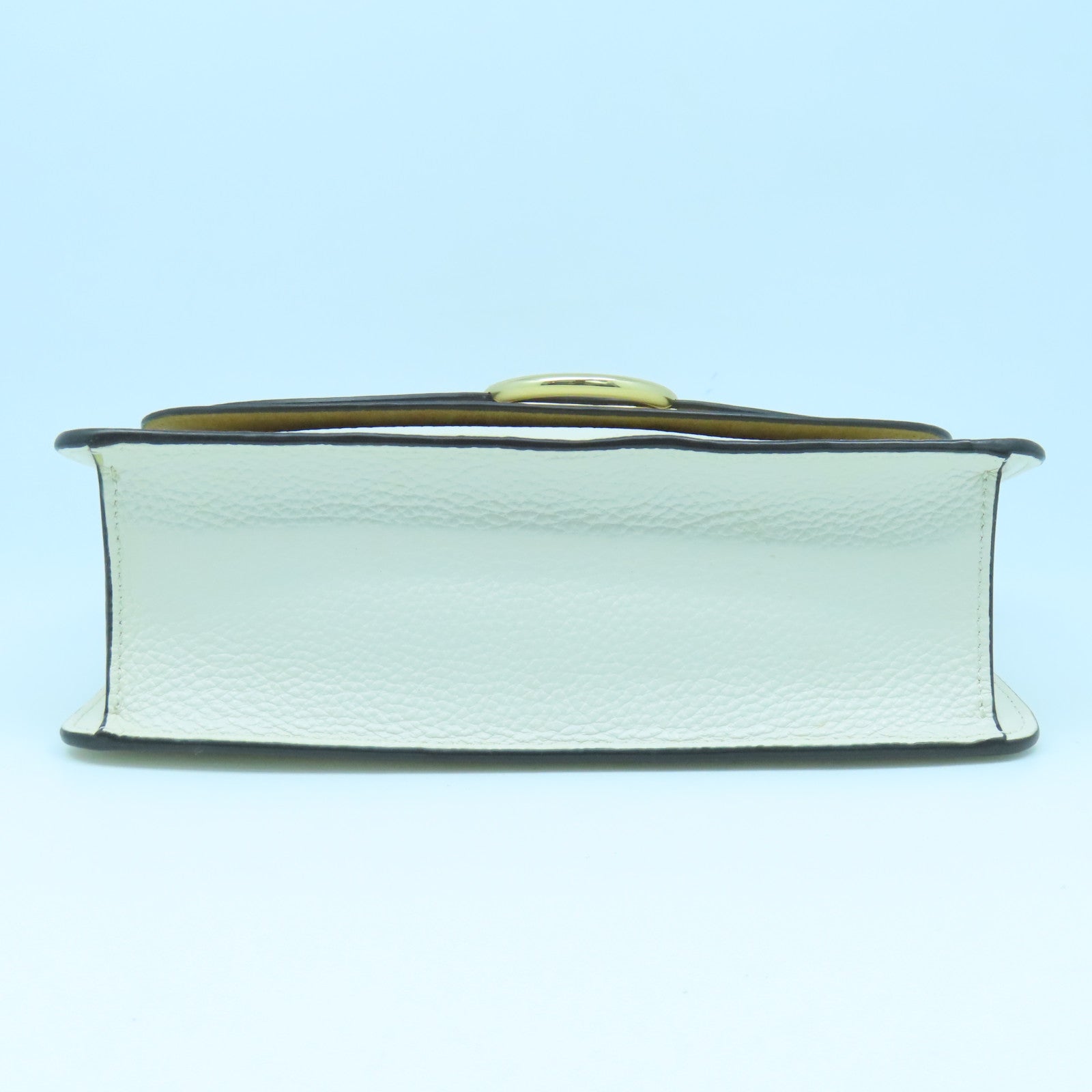 COACH 牛皮皮革Shoulder Bag金扣鏈帶肩背袋奶油白色