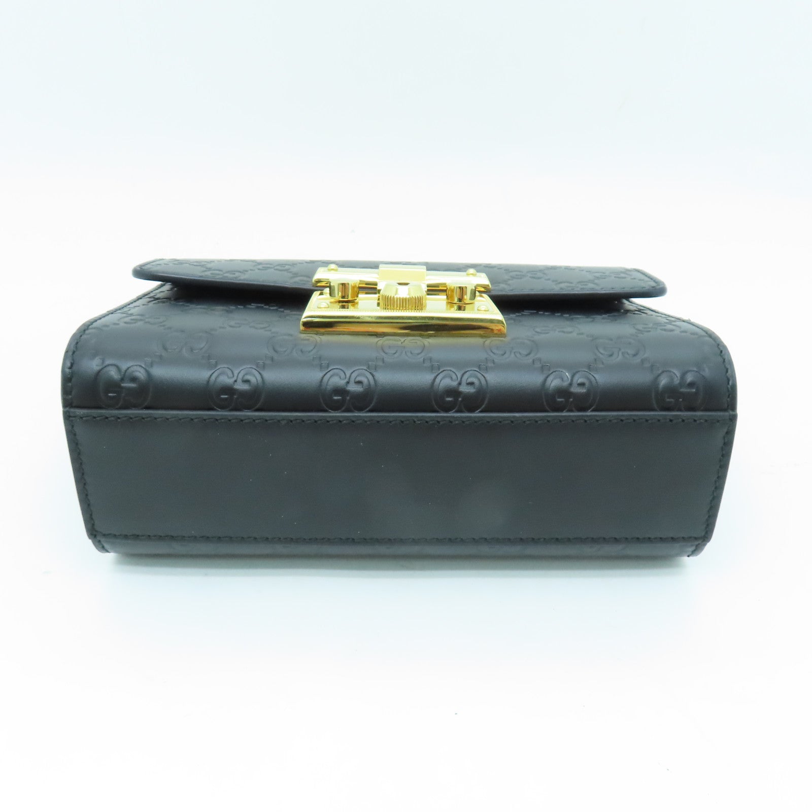 GUCCI 牛皮皮革Chain Shoulder Bag金扣鏈帶肩背袋黑色