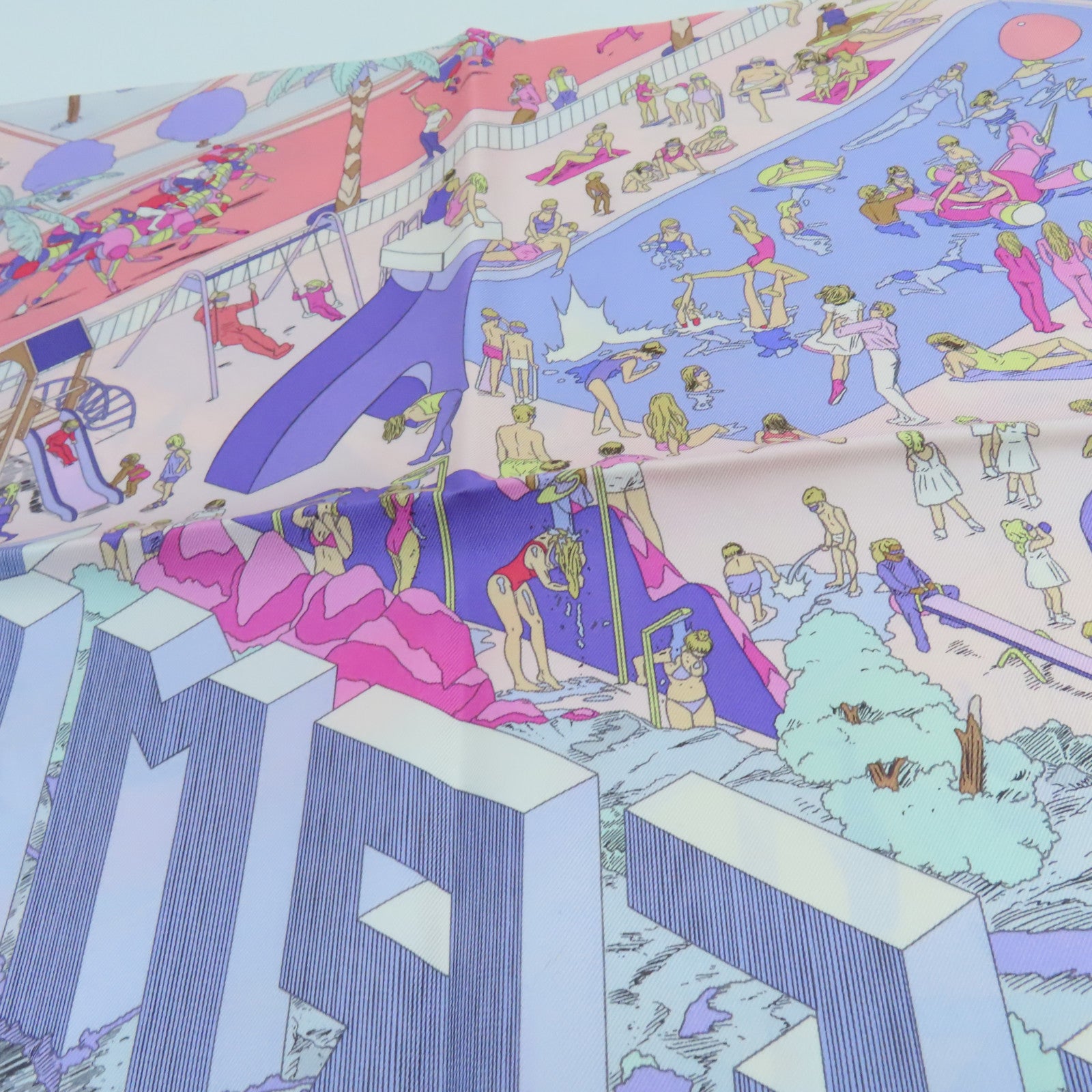 HERMES 絲質Scarf絲巾粉紅色/彩色