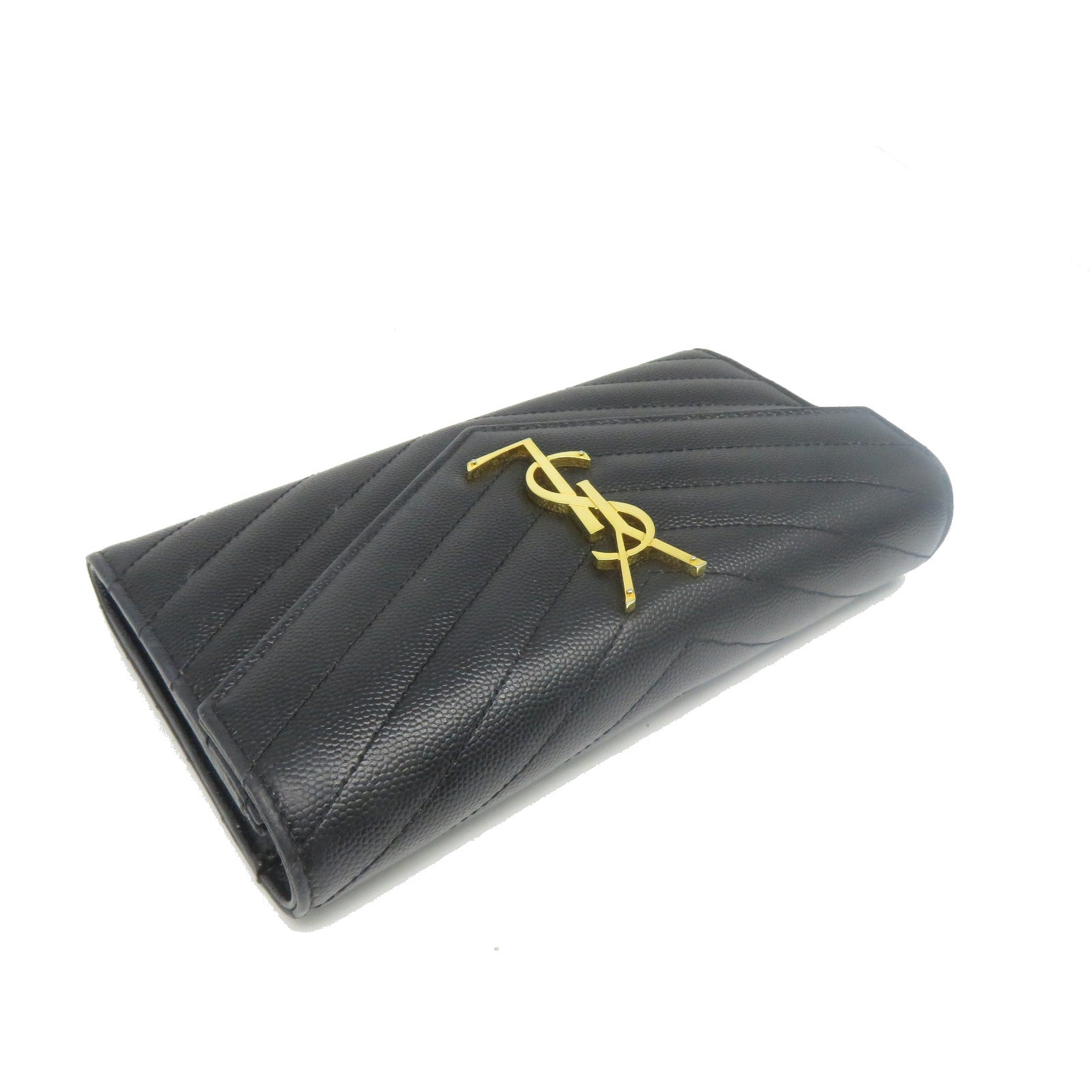 SAINT LAURENT 牛皮皮革Long Wallet金扣長錢包黑色