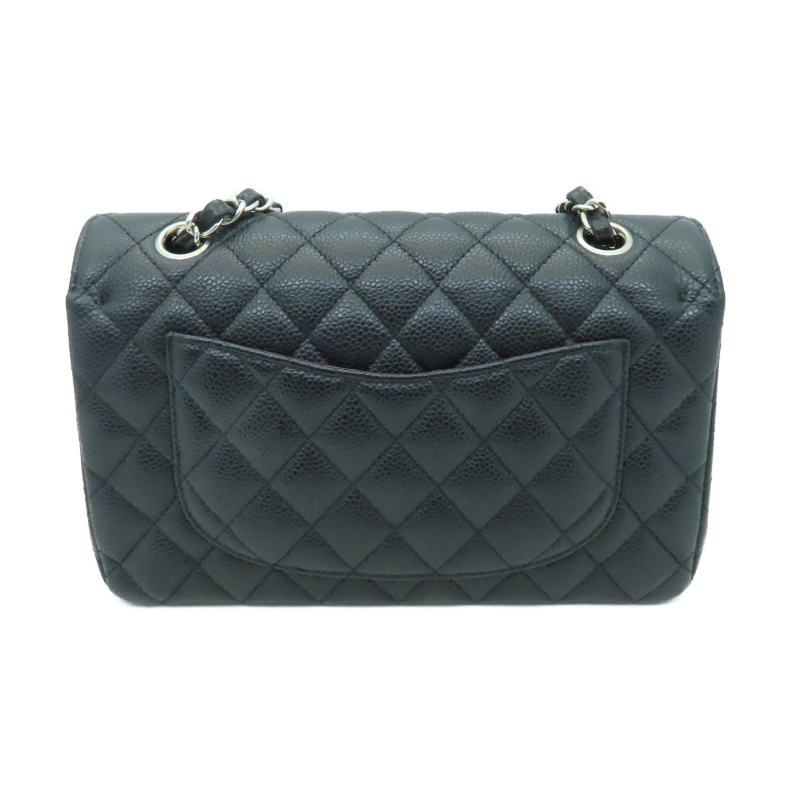 CHANEL 菱格Caviar皮革Classic 22銀扣鏈帶肩背袋黒色