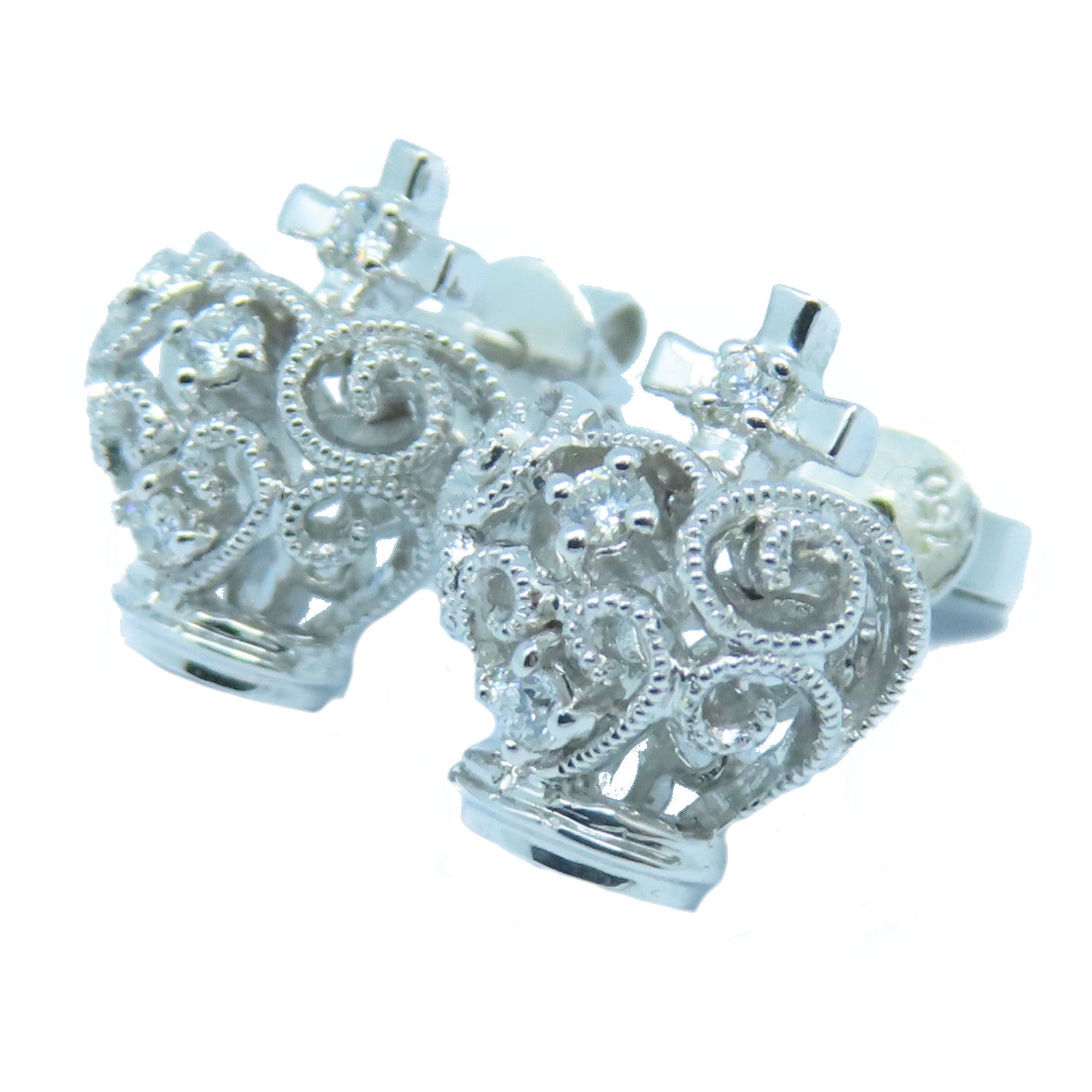 JEWELRY 18K白金Earrings銀扣耳環銀色