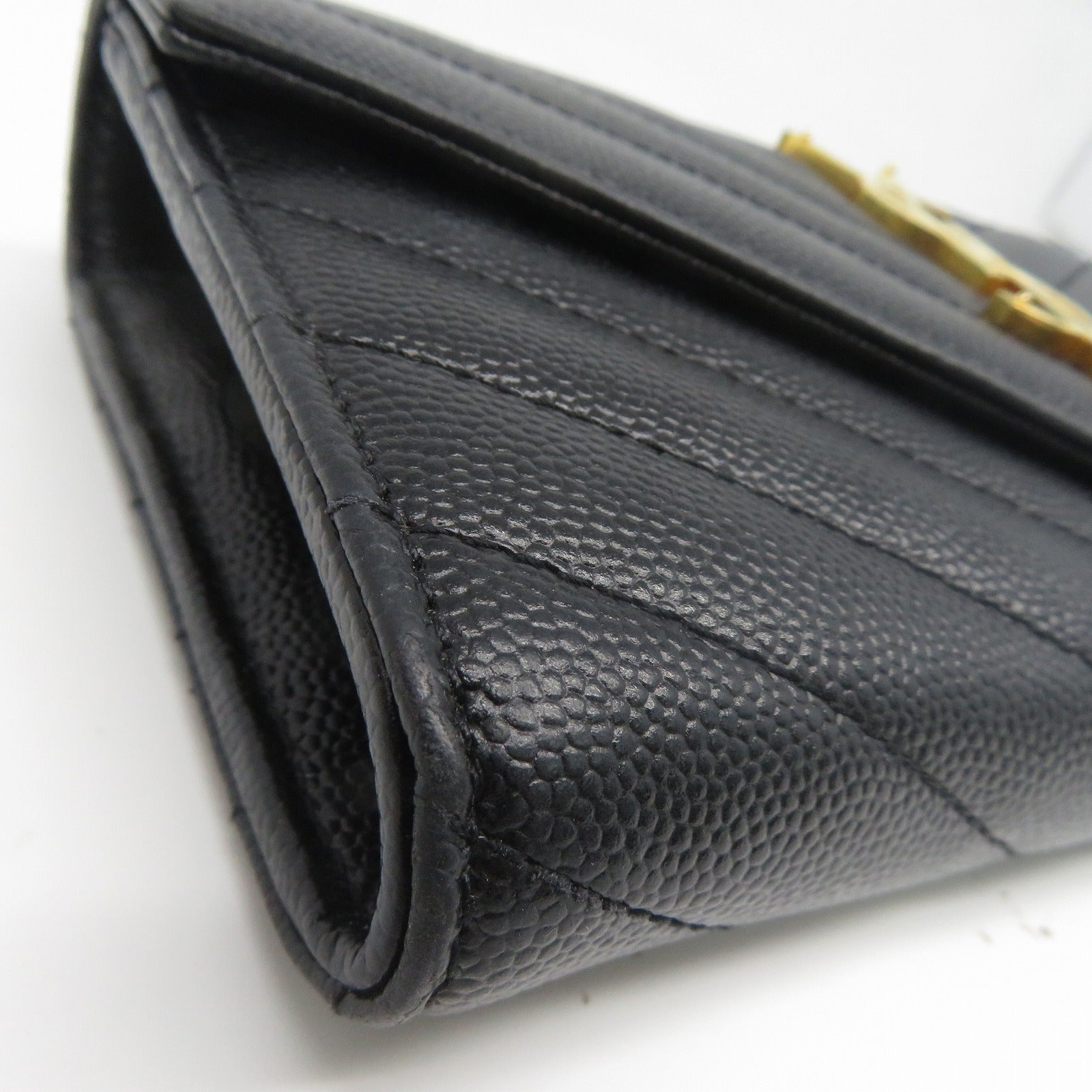 SAINT LAURENT 牛皮皮革Long Wallet金扣長錢包黑色