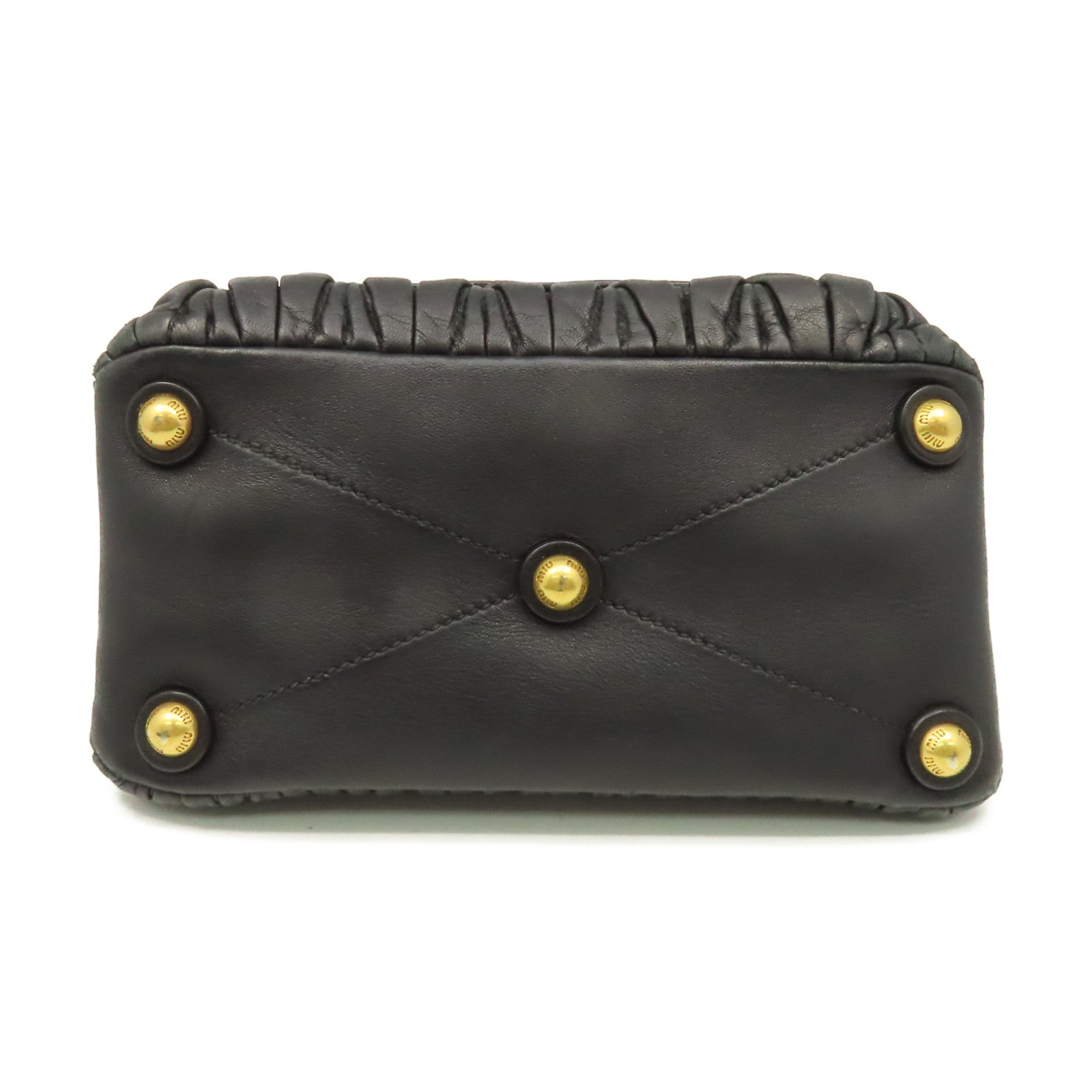 Miu Miu 牛皮皮革2Way Shoulder Bag金扣手挽肩背兩用袋黑色