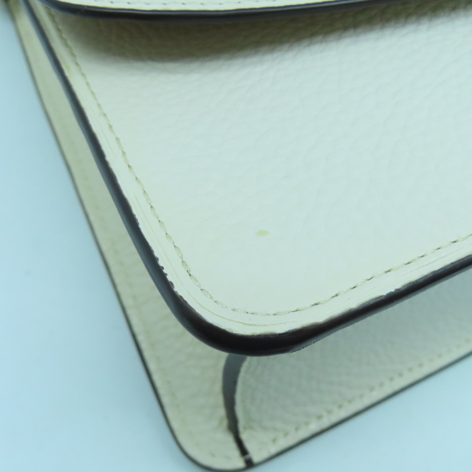 COACH 牛皮皮革Shoulder Bag金扣鏈帶肩背袋奶油白色