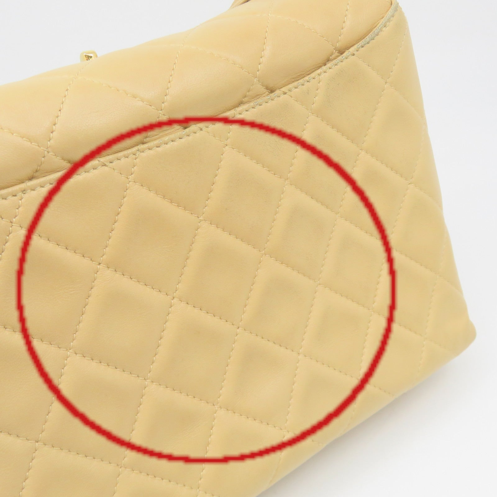 CHANEL rhombic sheepskin leather Vanity Bag gold buckle shoulder bag apricot