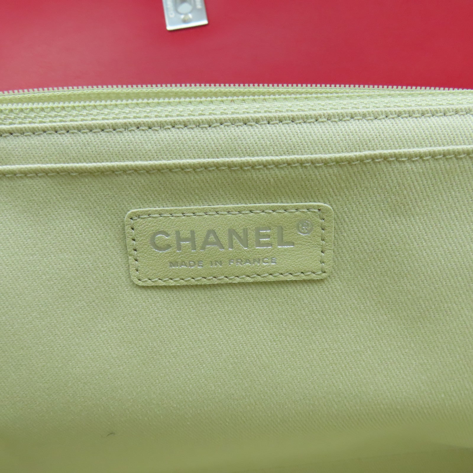 CHANEL 菱格牛皮皮革Chain Shoulder Bag銀扣鏈帶肩背袋紅色