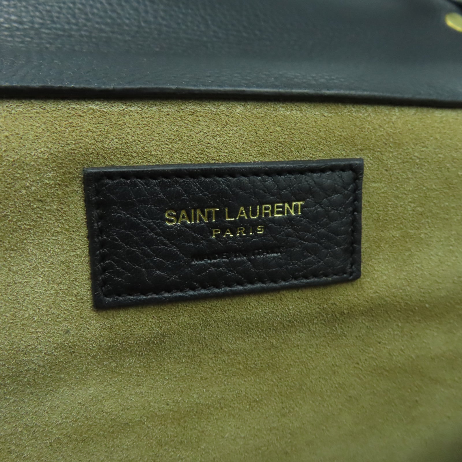 SAINT LAURENT 牛皮皮革Muse Two金扣手挽肩背兩用袋黑色/米色