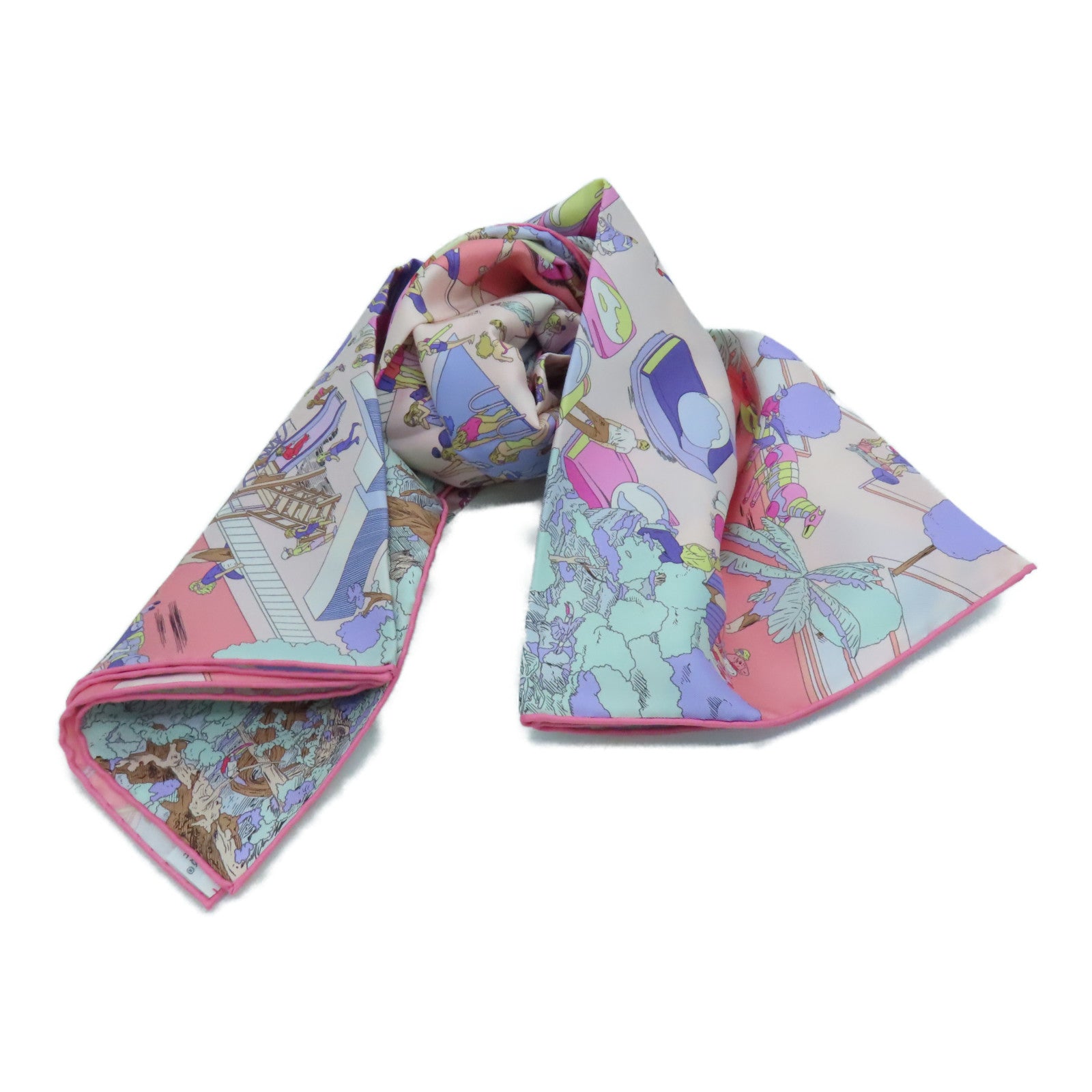 HERMES 絲質Scarf絲巾粉紅色/彩色