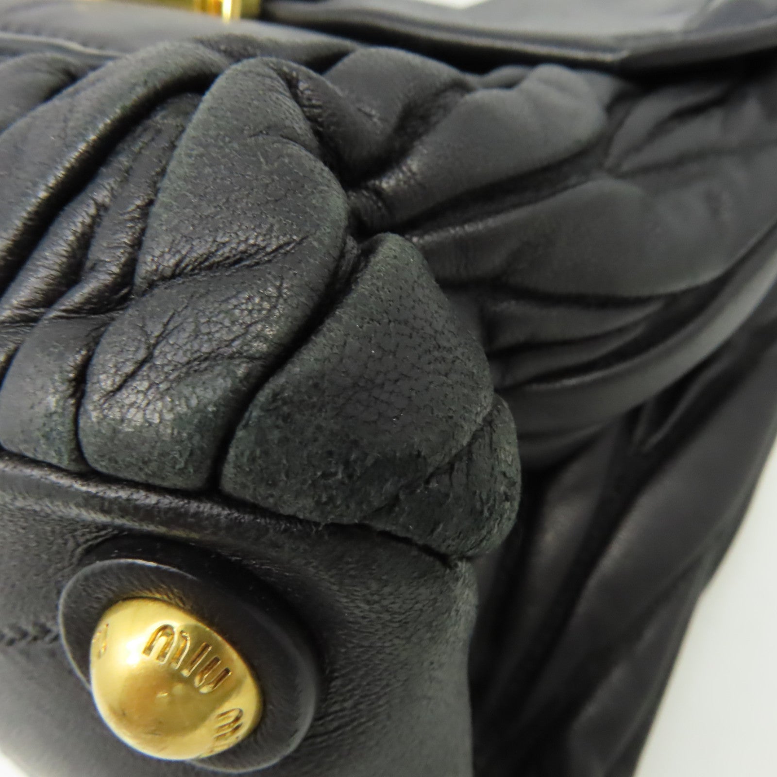 Miu Miu 牛皮皮革2Way Shoulder Bag金扣手挽肩背兩用袋黑色