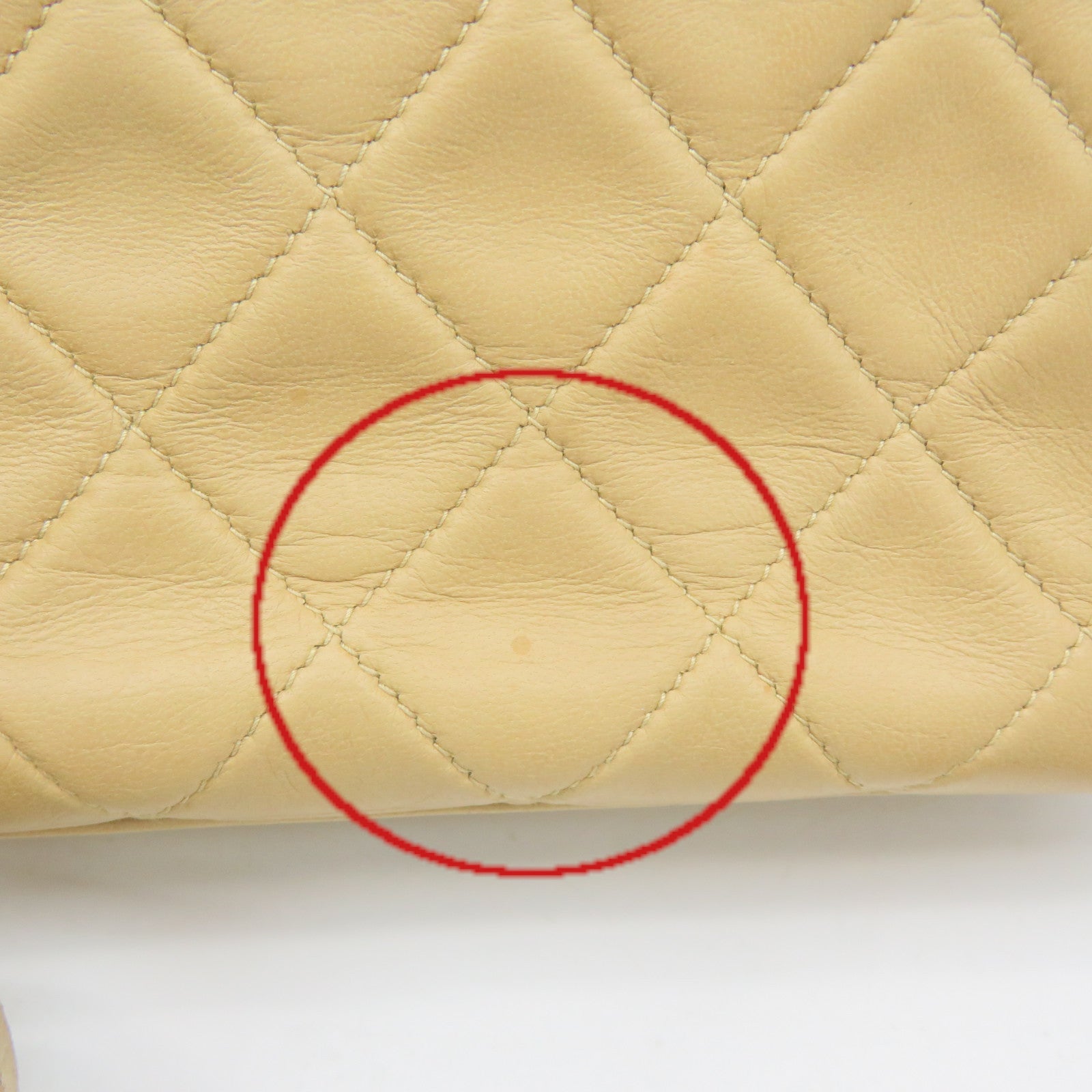CHANEL rhombic sheepskin leather Vanity Bag gold buckle shoulder bag apricot