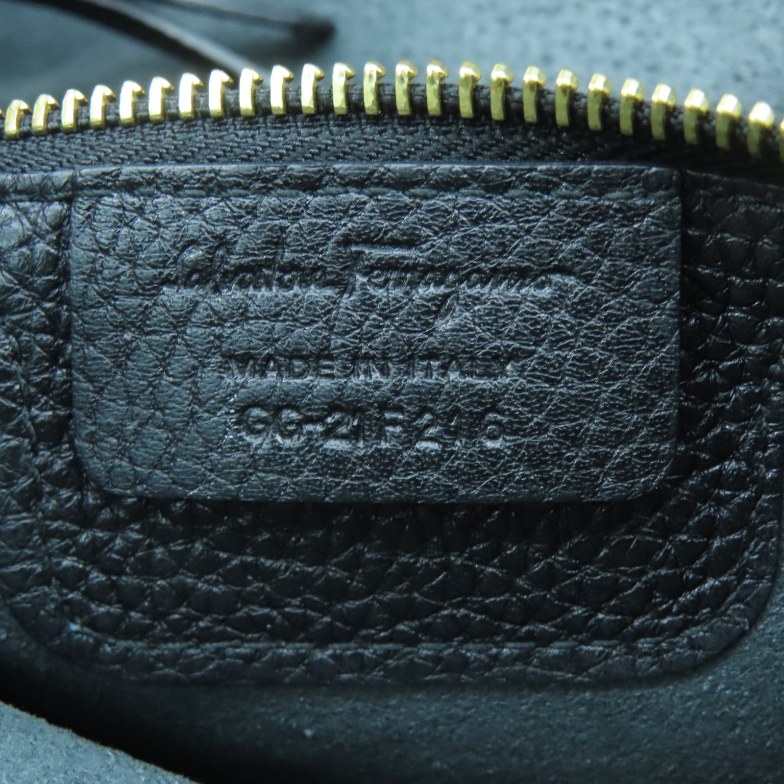 Salvatore Ferragamo cowhide leather Tote Bag gold buckle handle bag black