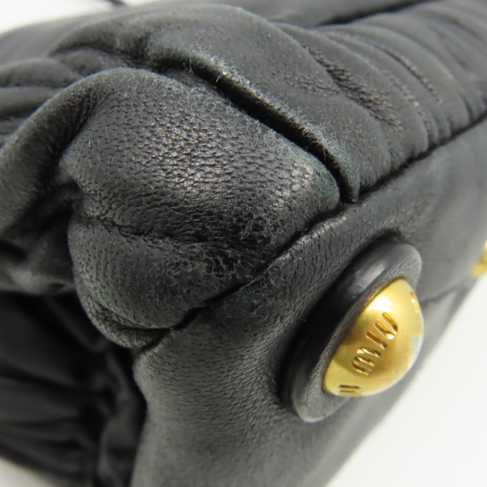 Miu Miu 牛皮皮革2Way Shoulder Bag金扣手挽肩背兩用袋黑色