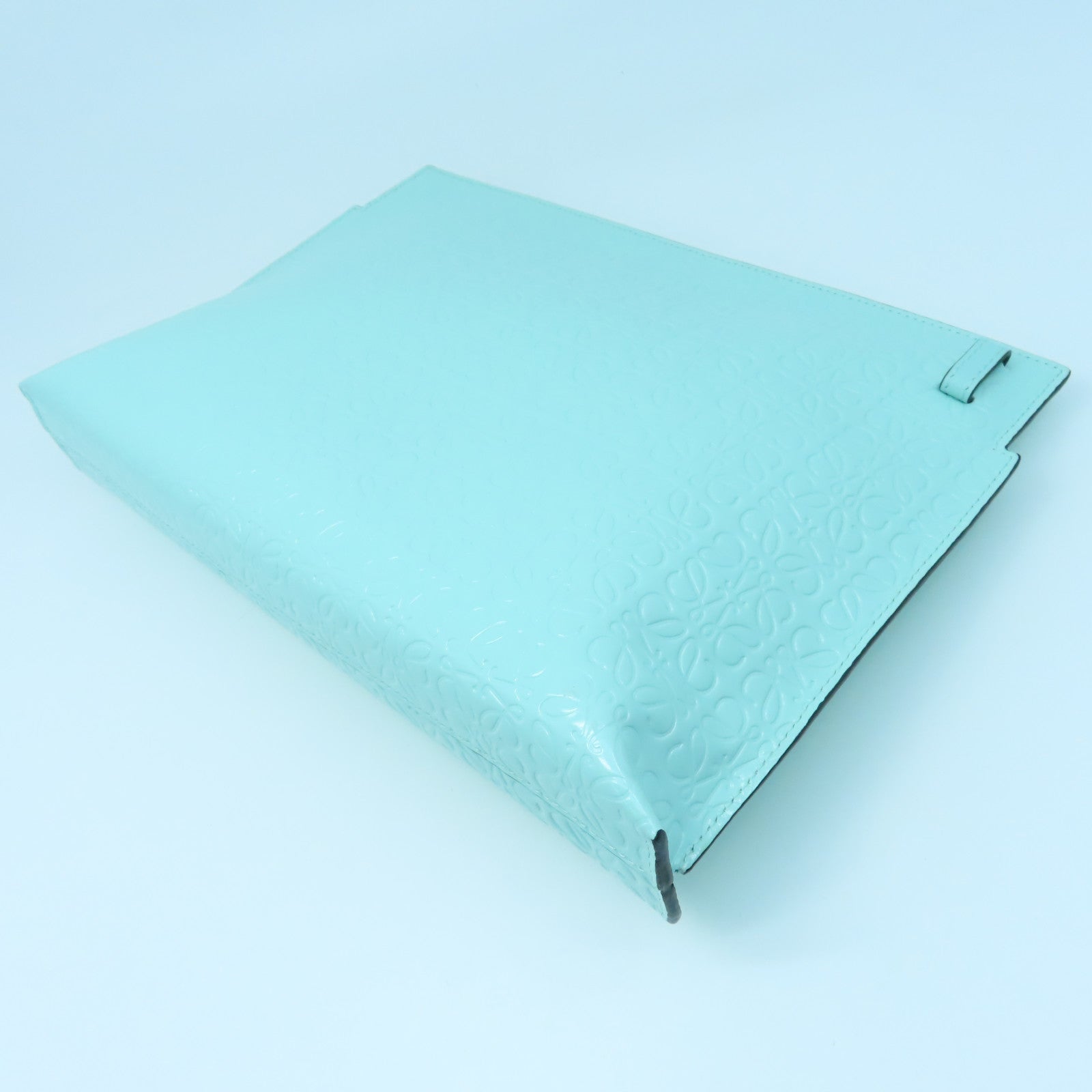 LOEWE Patent Leather Pouch Silver Buckle Clutch Green