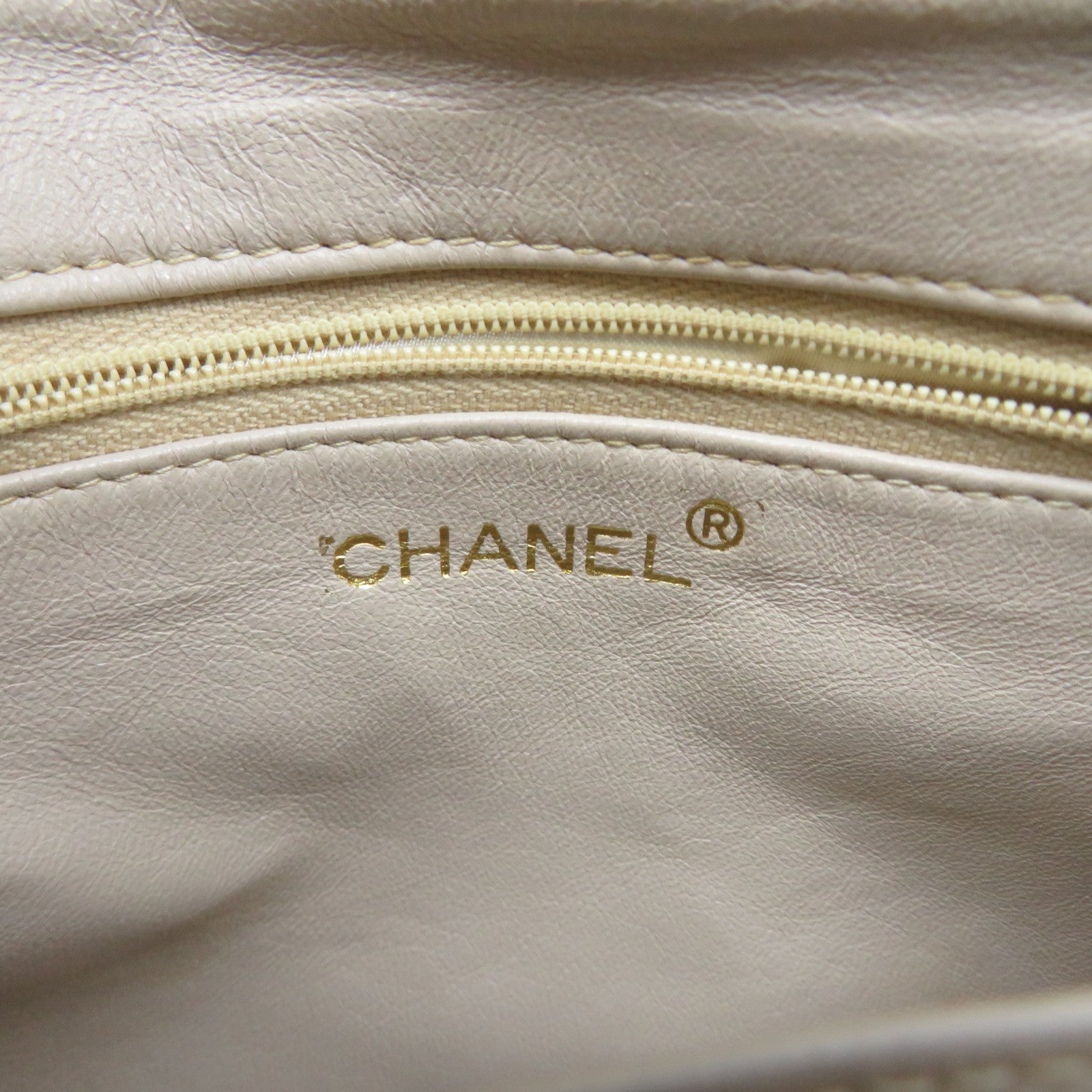 CHANEL rhombic sheepskin leather Vanity Bag gold buckle shoulder bag apricot