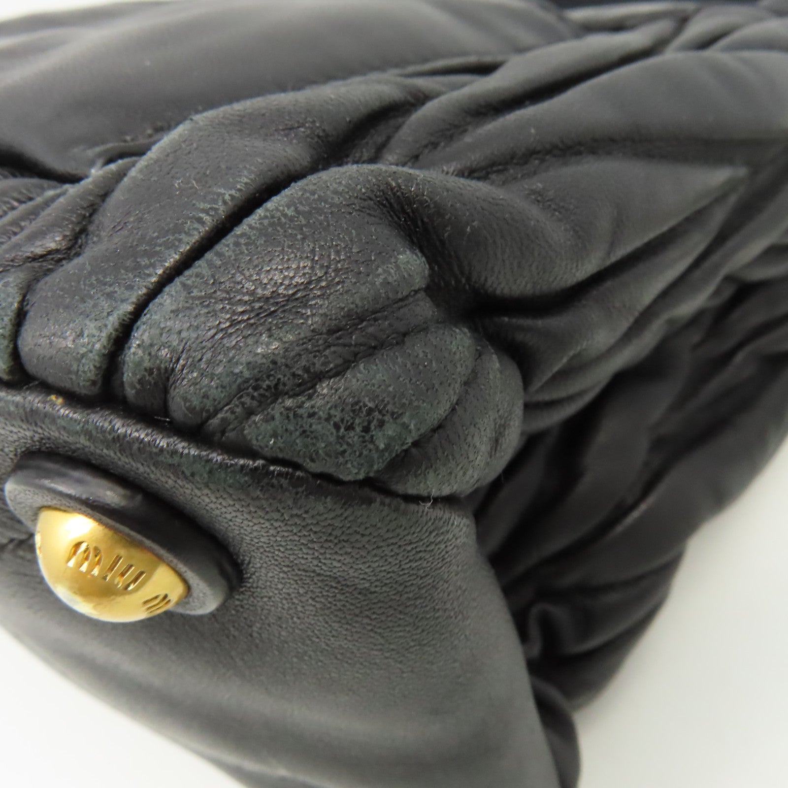 Miu Miu 牛皮皮革2Way Shoulder Bag金扣手挽肩背兩用袋黑色