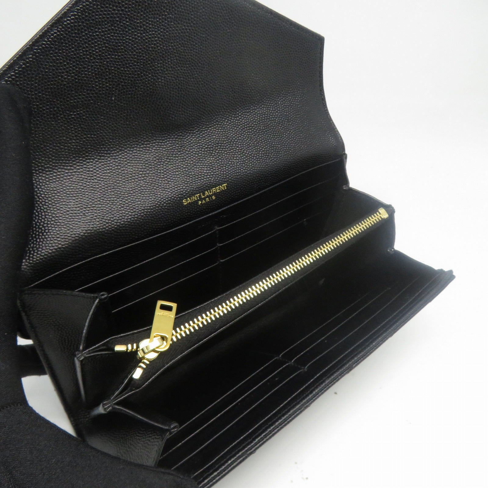 SAINT LAURENT 牛皮皮革Long Wallet金扣長錢包黑色