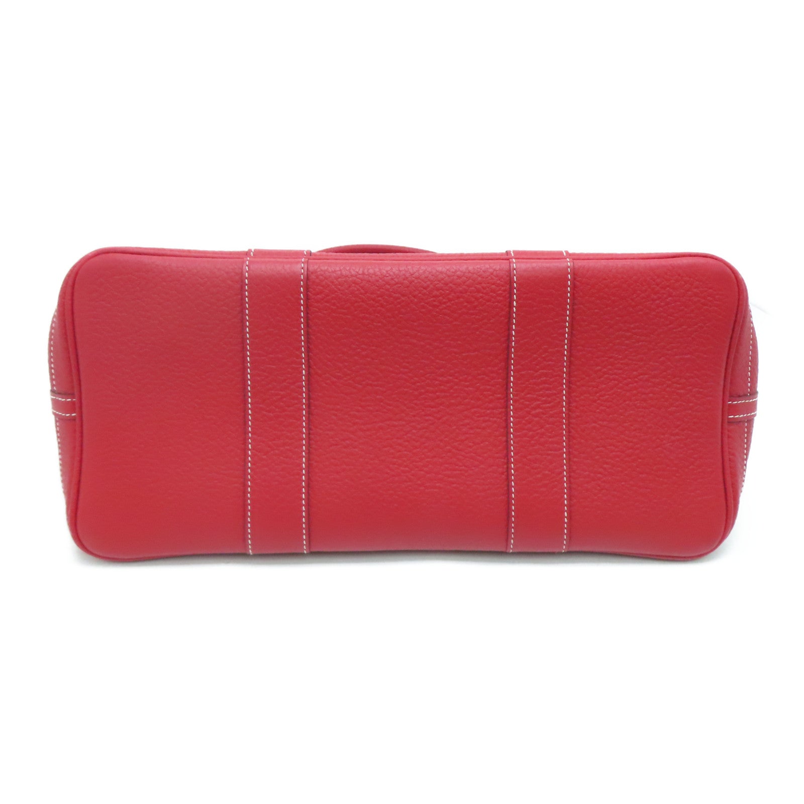 HERMES Country Leather Garden Party PM Silver Buckle Handle Bag Red