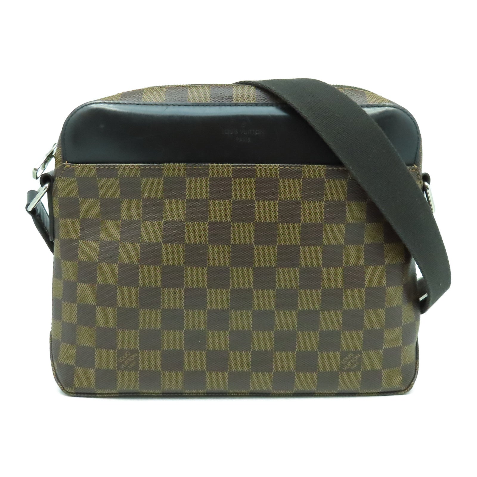 LOUIS VUITTON Damier Ebene Jake Messenger PM銀扣肩背袋啡色