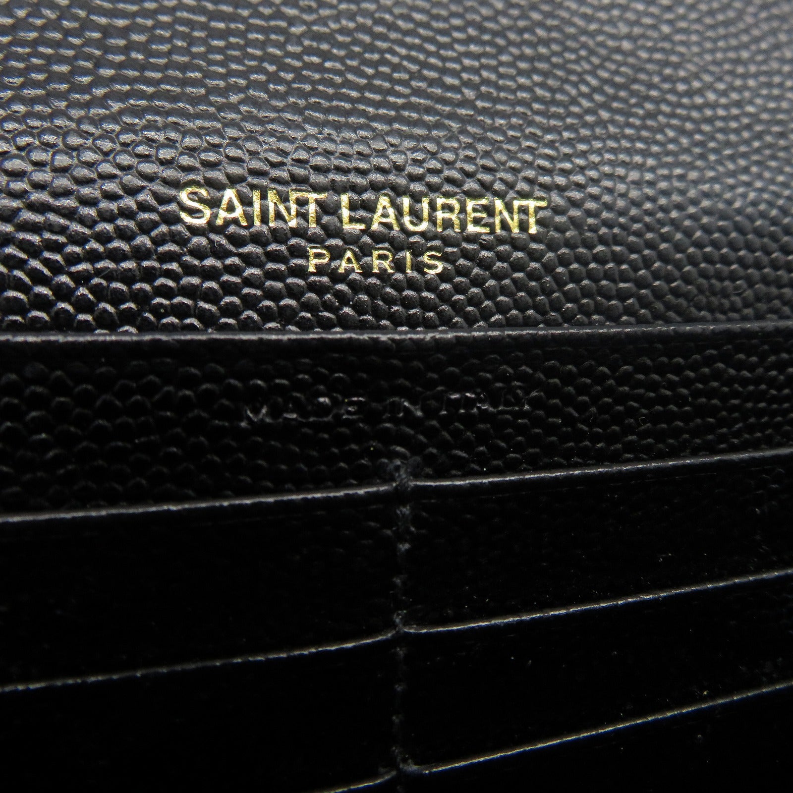 SAINT LAURENT 牛皮皮革Long Wallet金扣長錢包黑色