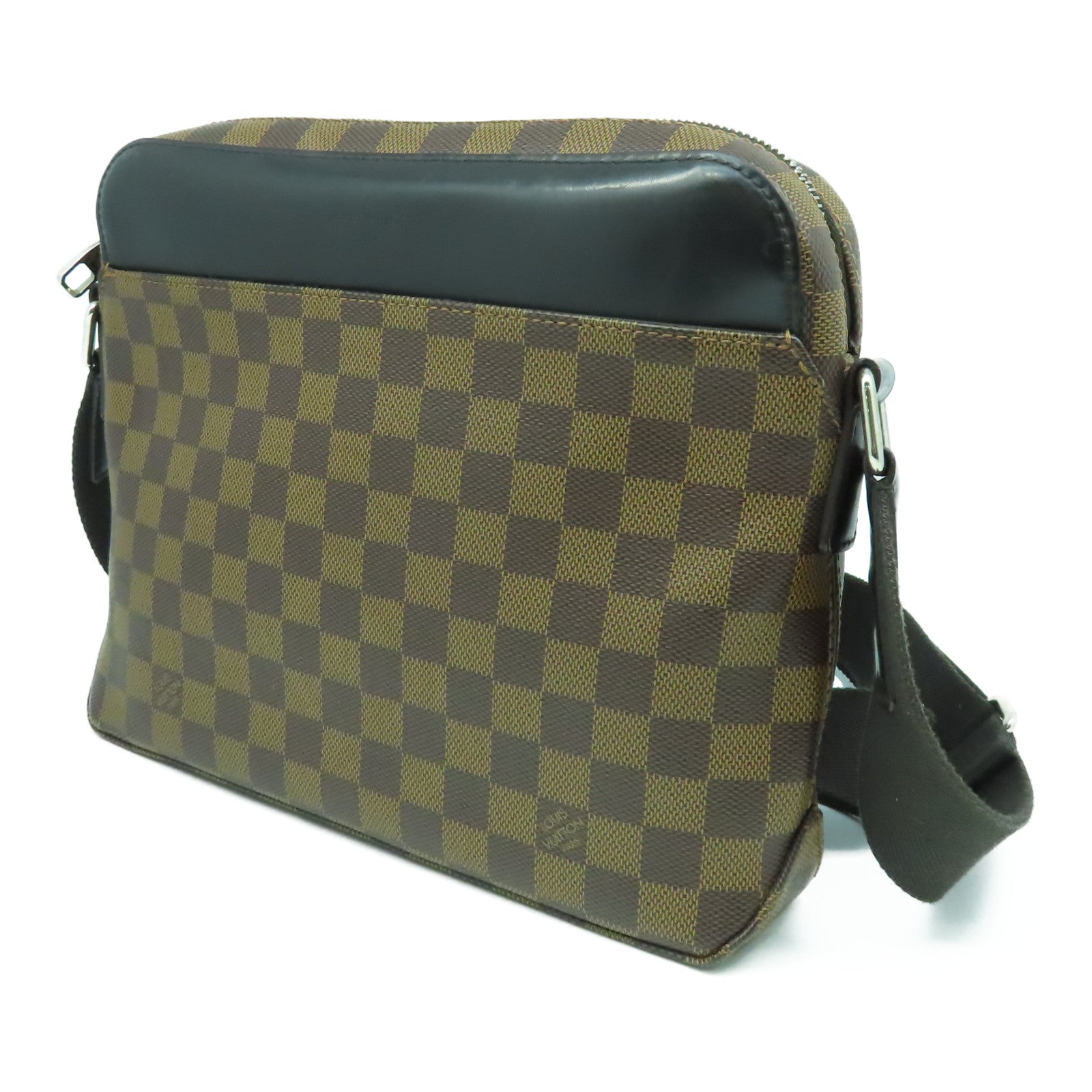 LOUIS VUITTON Damier Ebene Jake Messenger PM銀扣肩背袋啡色