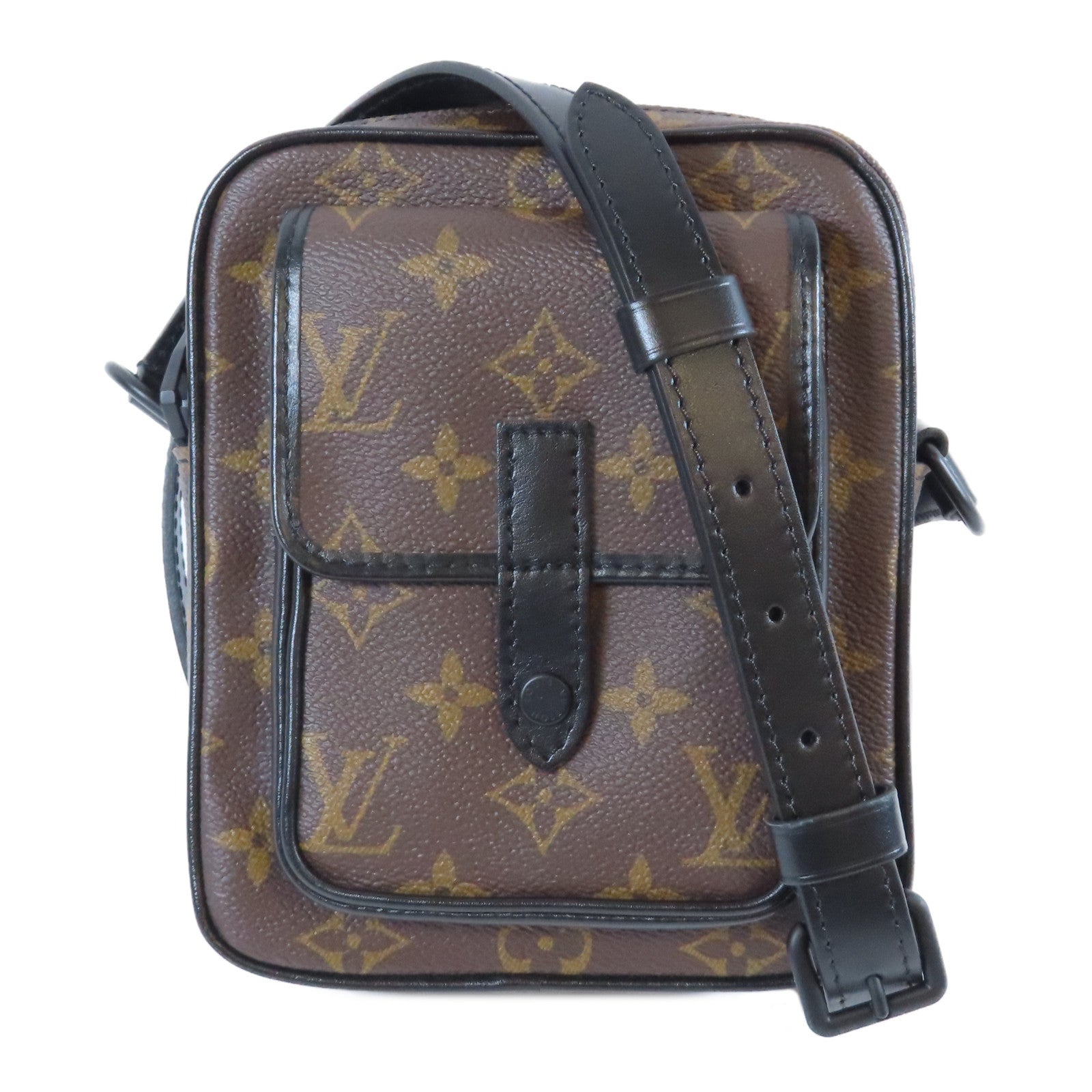 LOUIS VUITTON Monogram Macassar Christopher肩背袋啡色/黑色
