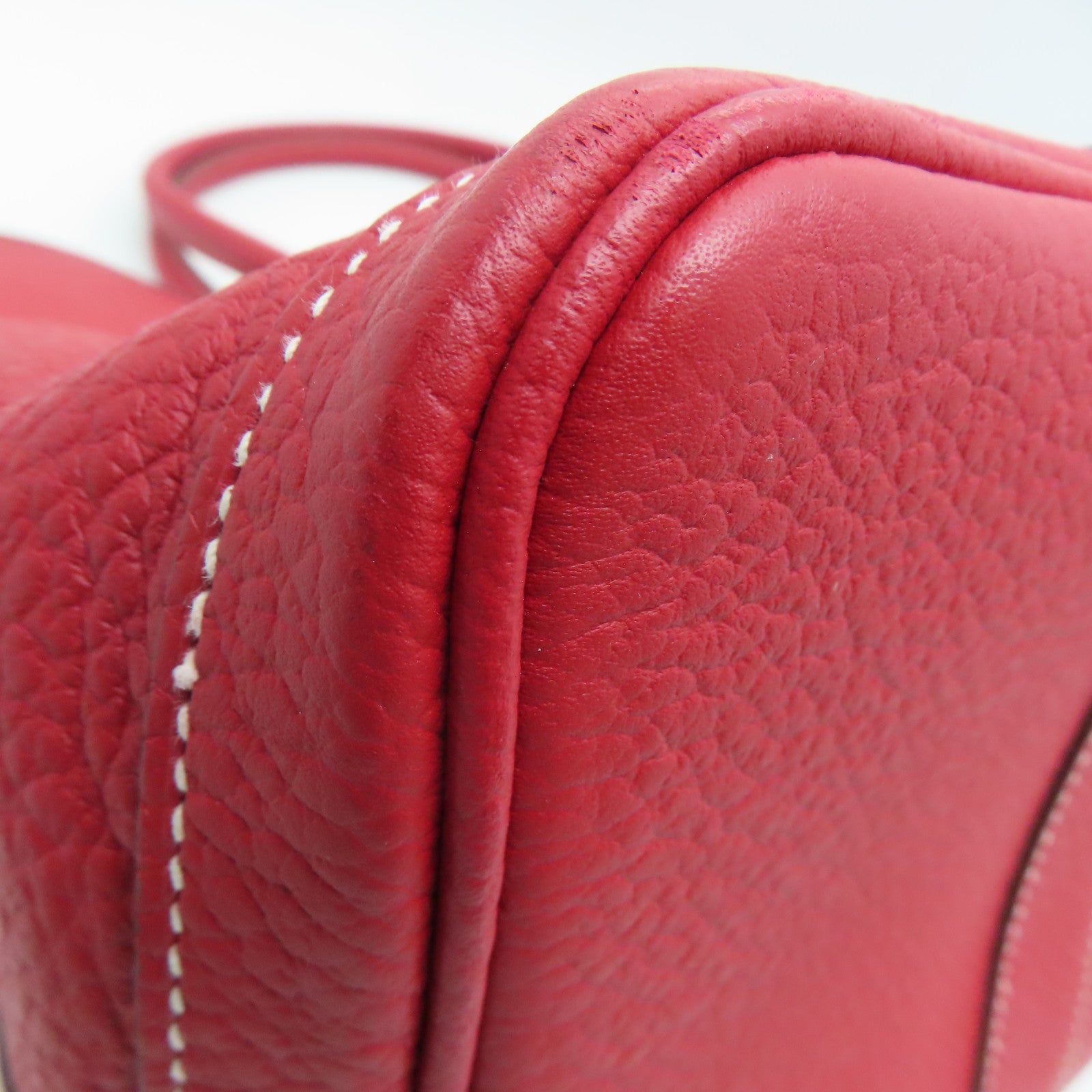 HERMES Country Leather Garden Party PM Silver Buckle Handle Bag Red