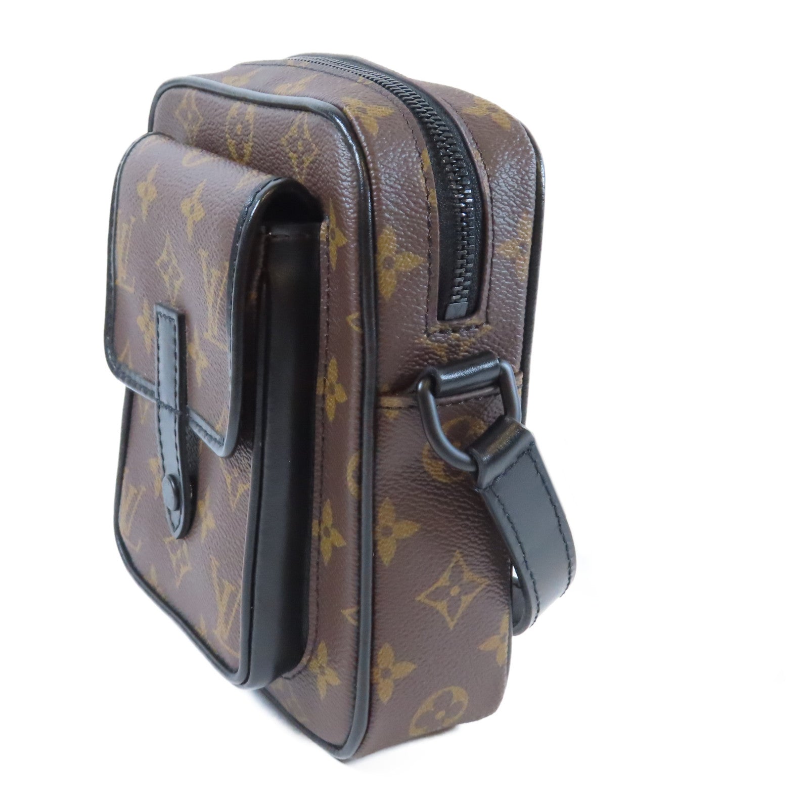 LOUIS VUITTON Monogram Macassar Christopher肩背袋啡色/黑色
