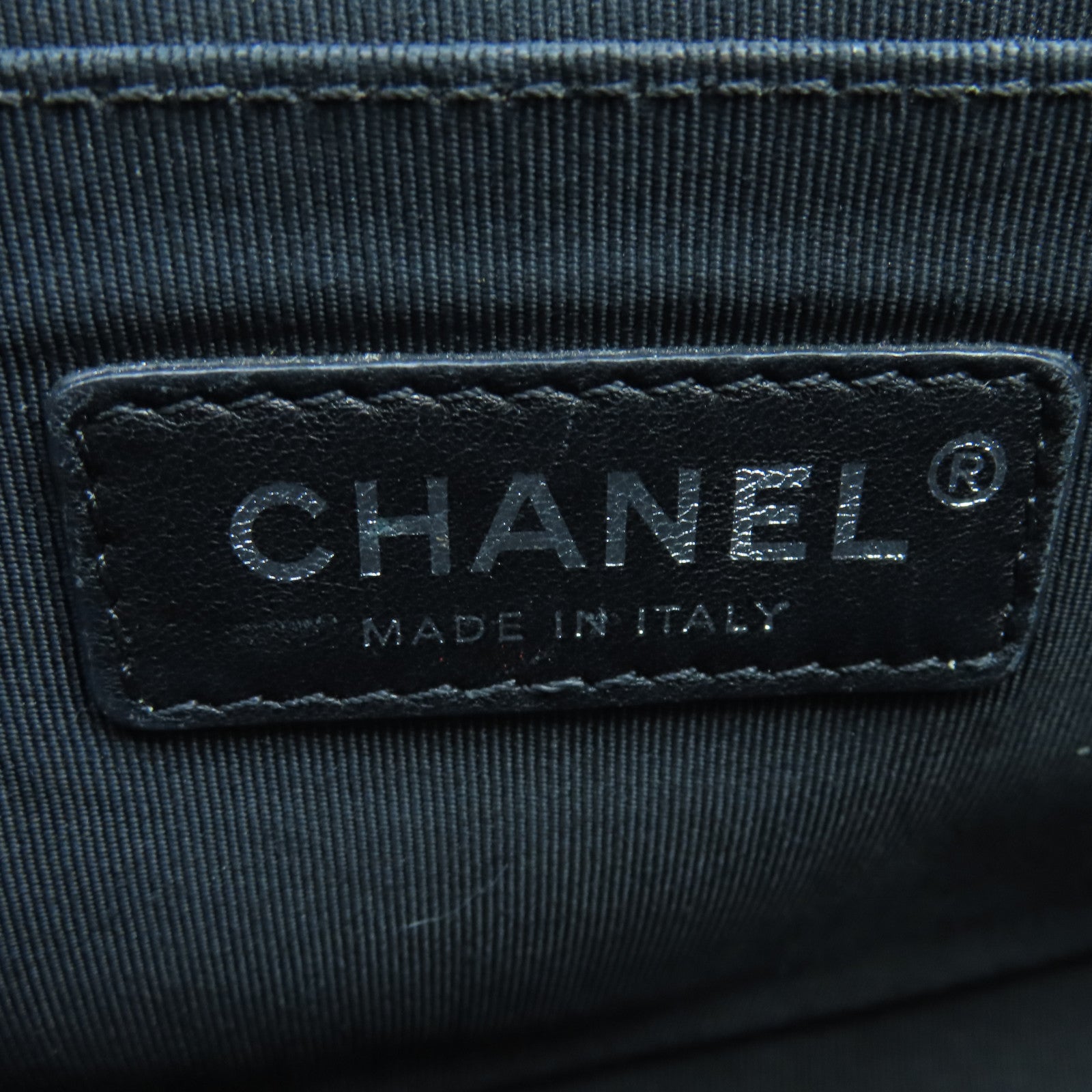 CHANEL Rhombus Sheepskin Leather Boy 25cm Silver Buckle Chain Shoulder Bag Black