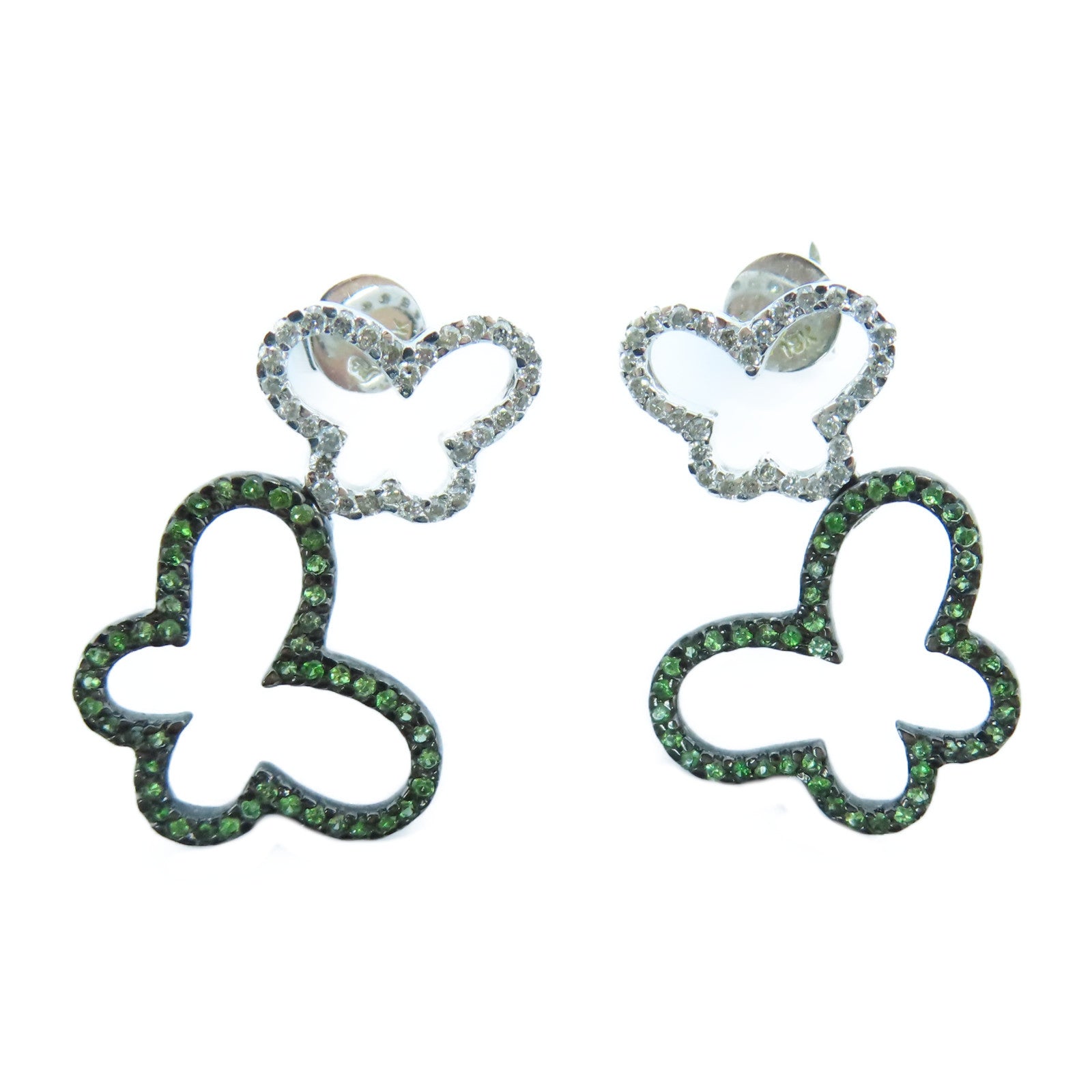 JEWELRY 18K白金Earrings銀扣耳環銀色/綠色