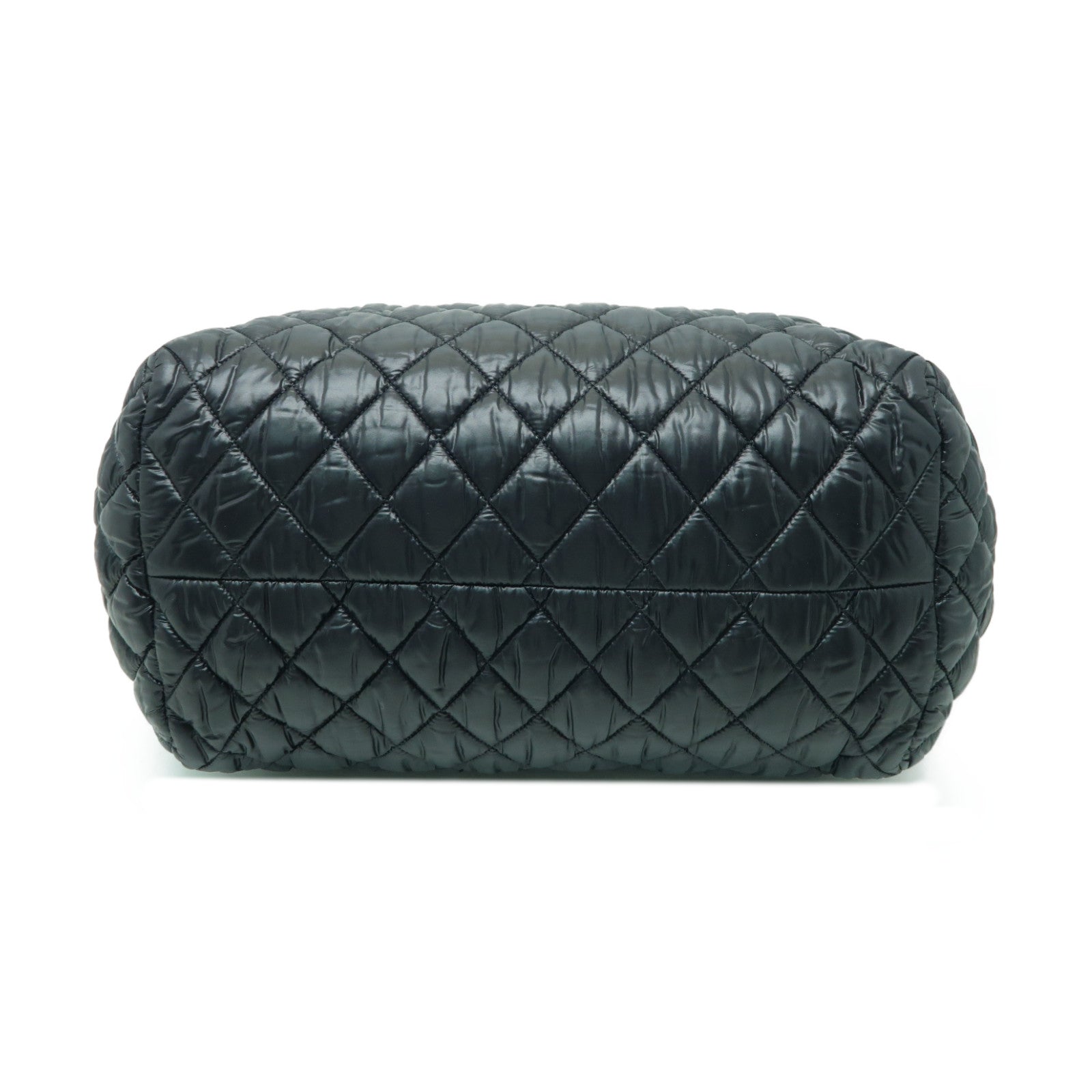 CHANEL 菱格尼龍Coco Cocoon銀扣肩背袋黒色