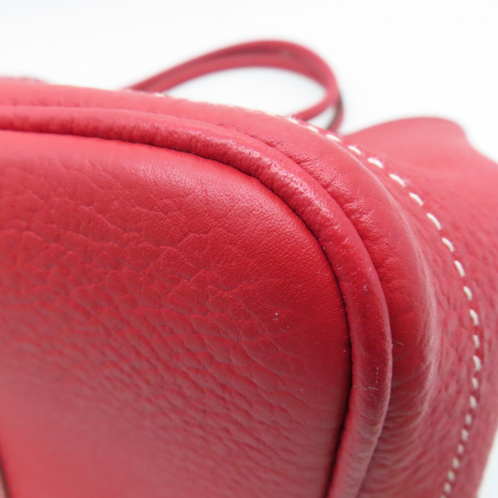 HERMES Country Leather Garden Party PM Silver Buckle Handle Bag Red