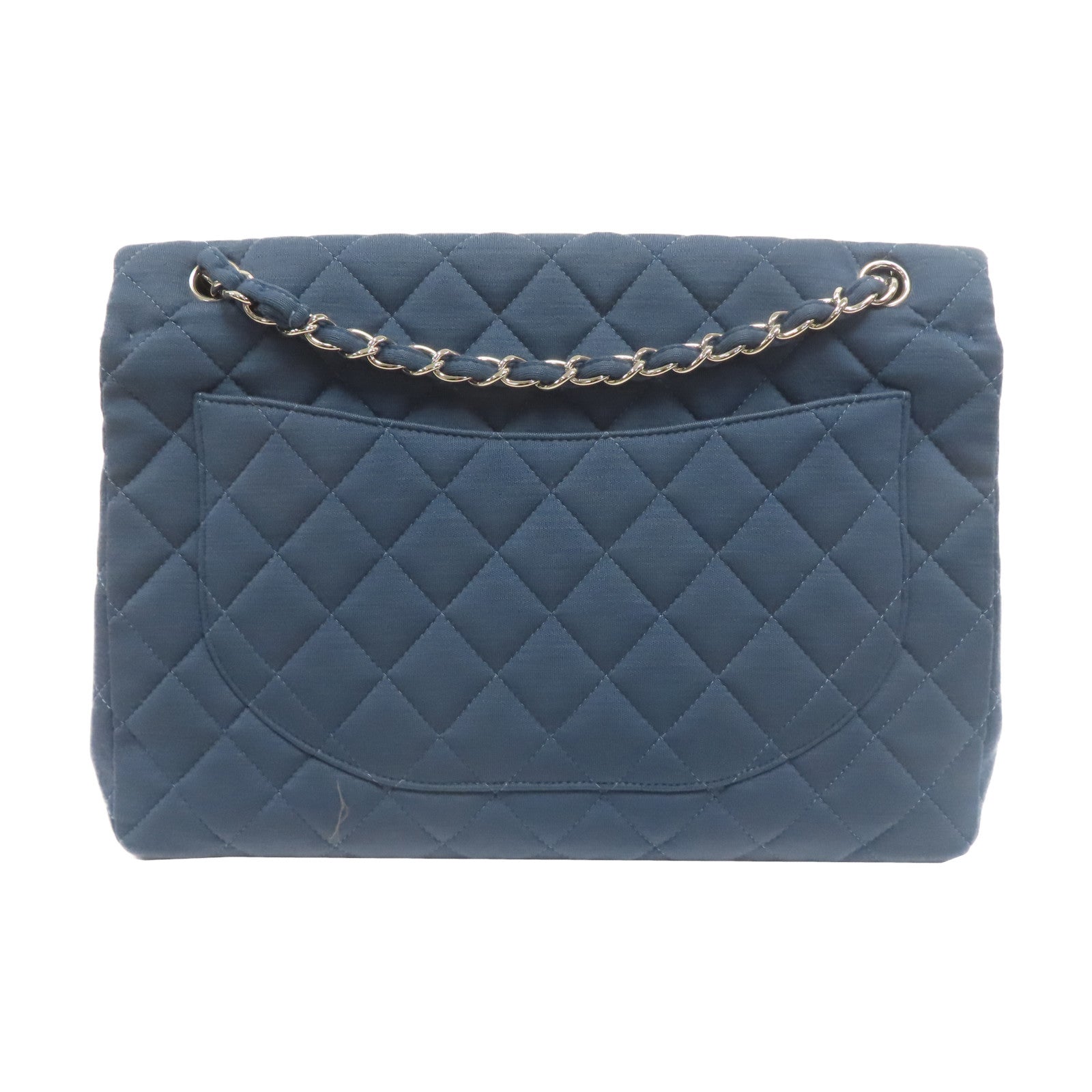 CHANEL 帆布Shoulder Bag銀扣肩背袋藍色