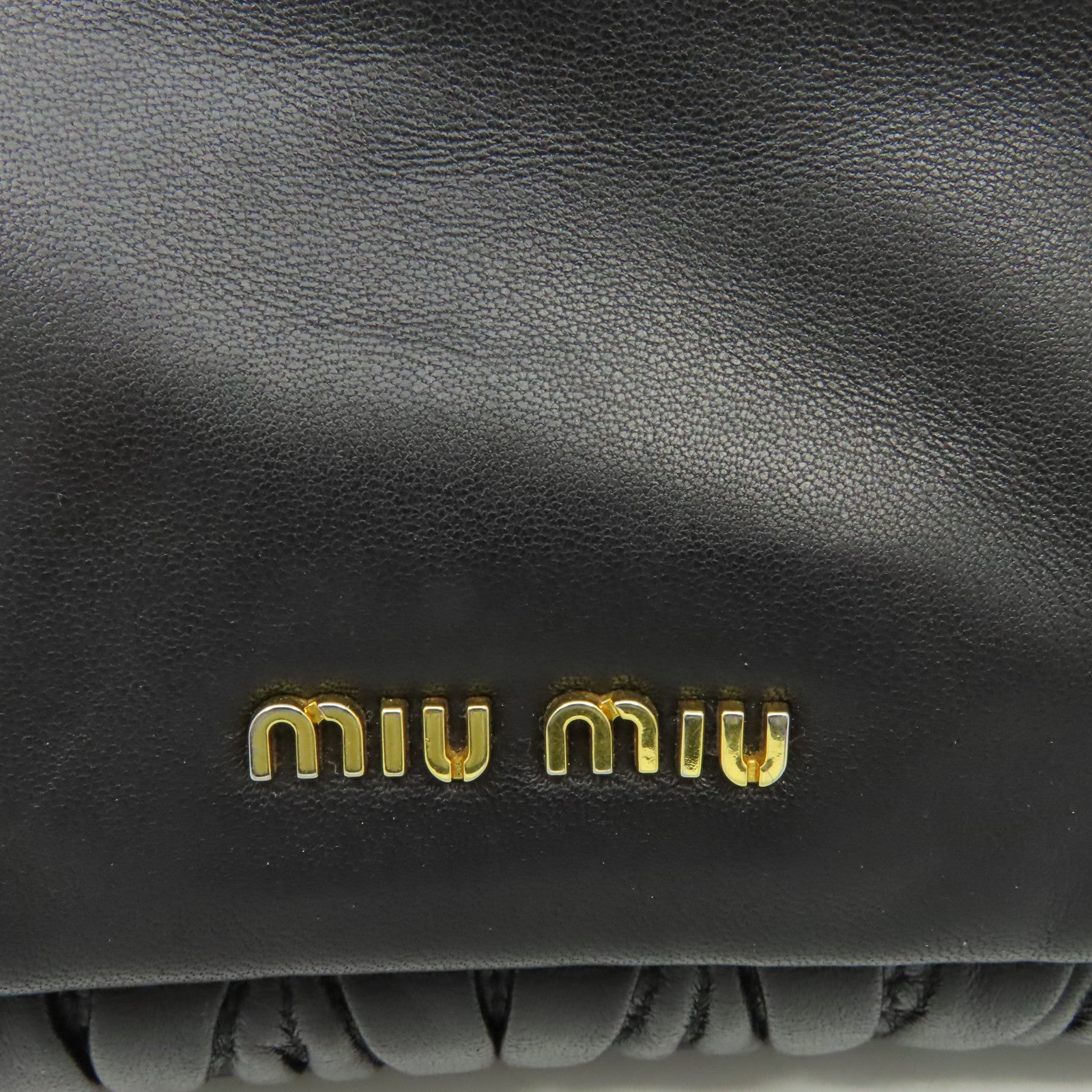 Miu Miu 牛皮皮革2Way Shoulder Bag金扣手挽肩背兩用袋黑色