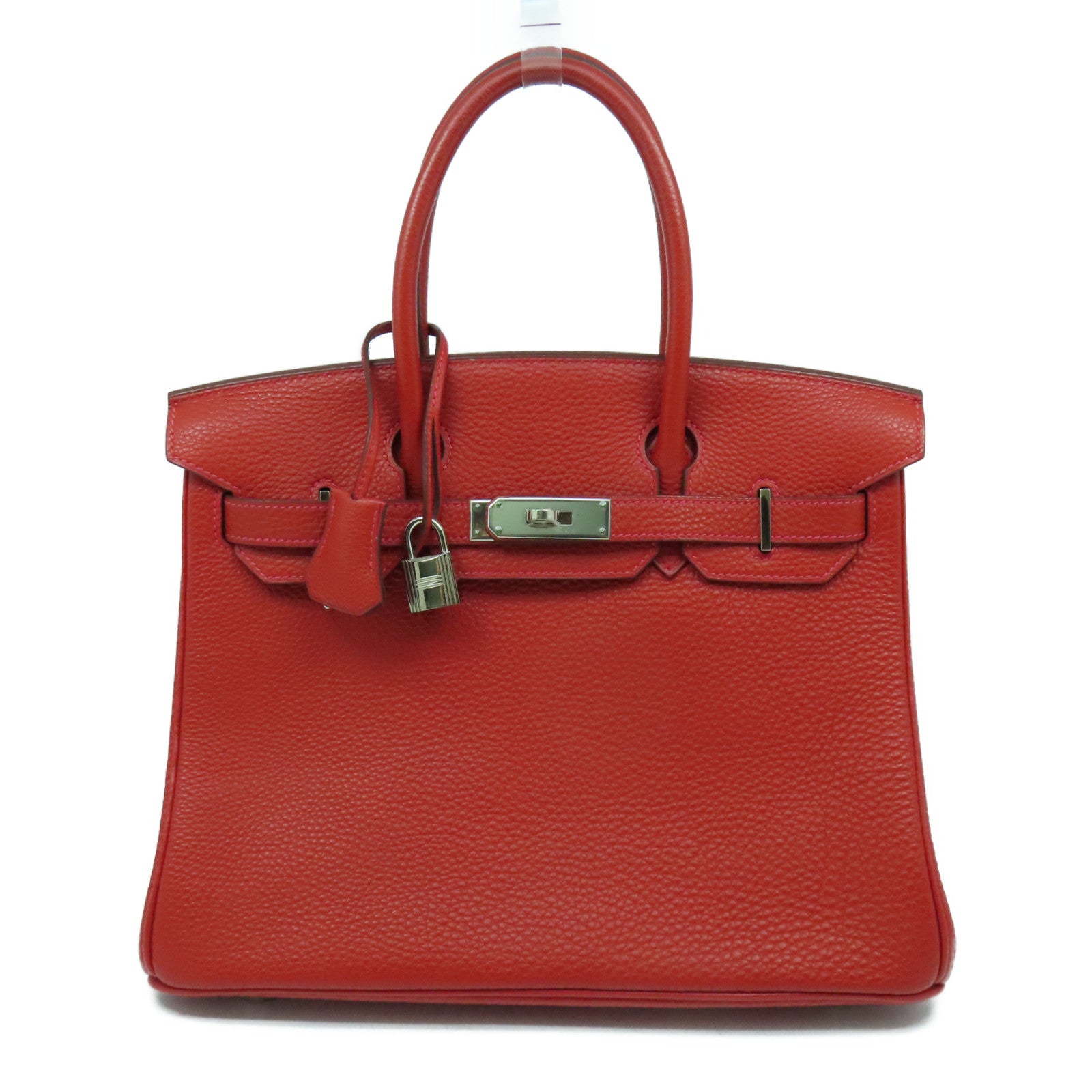 HERMES Togo皮革Birkin 30銀扣手挽袋Rouge Casaque正紅色