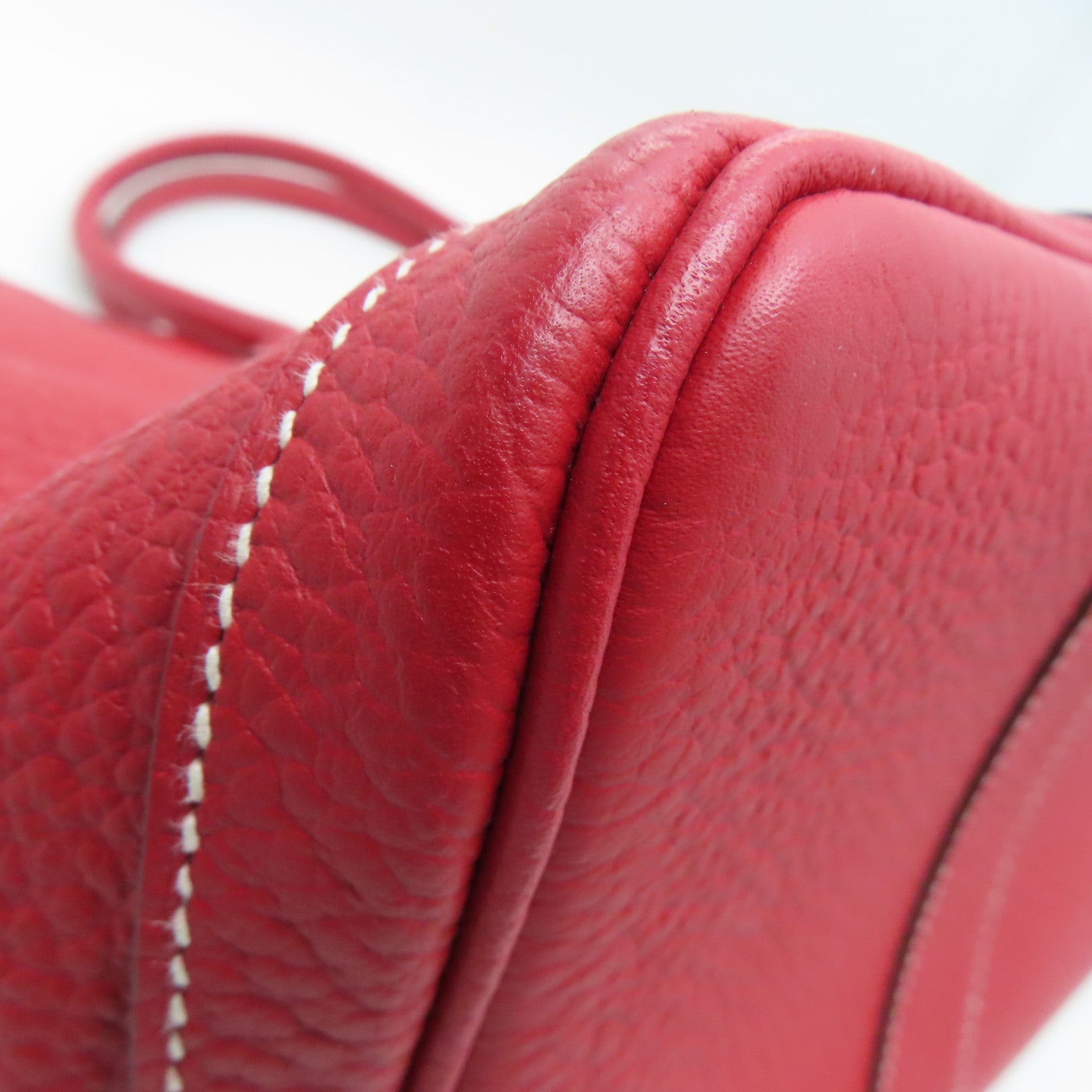 HERMES Country Leather Garden Party PM Silver Buckle Handle Bag Red