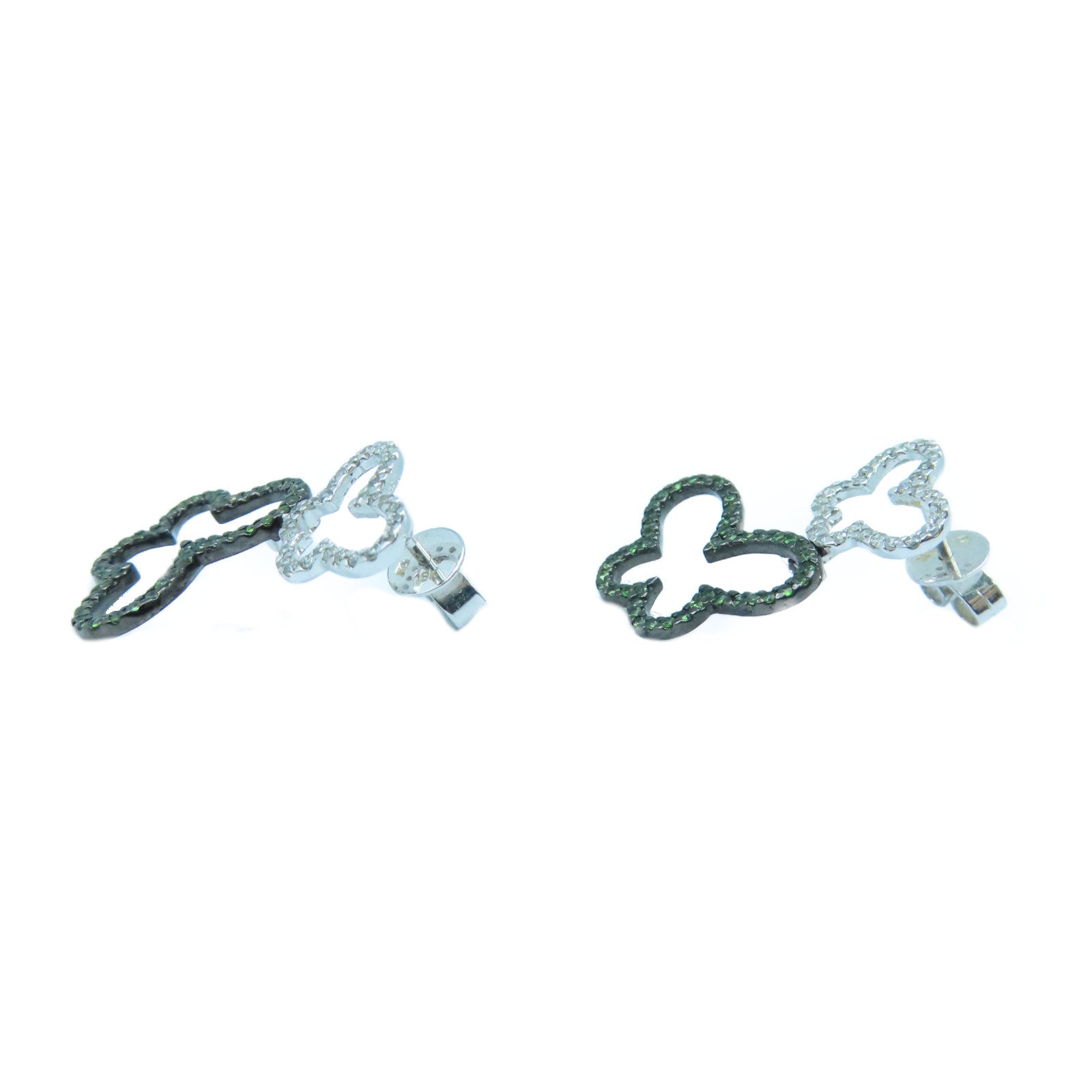 JEWELRY 18K白金Earrings銀扣耳環銀色/綠色