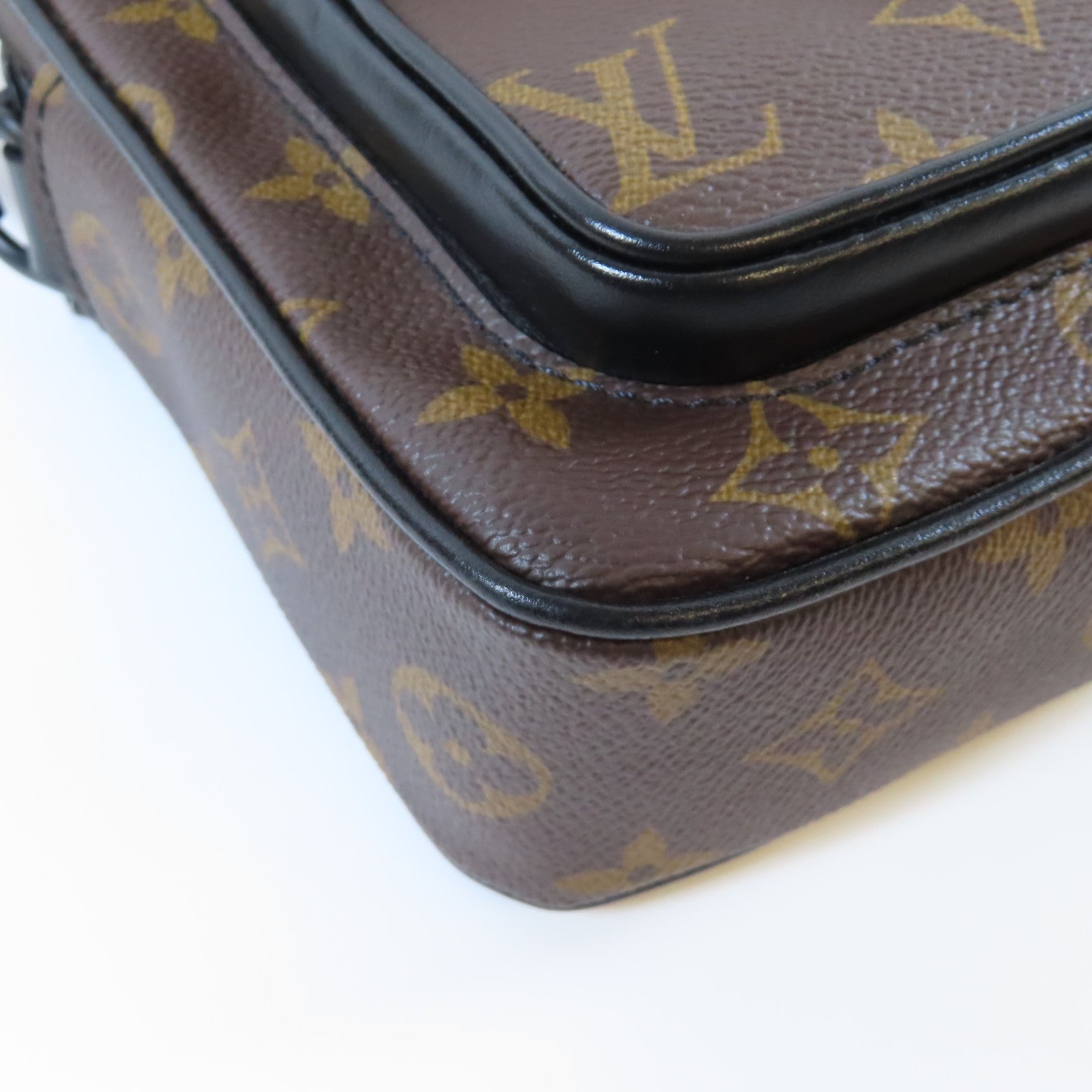 LOUIS VUITTON Monogram Macassar Christopher肩背袋啡色/黑色