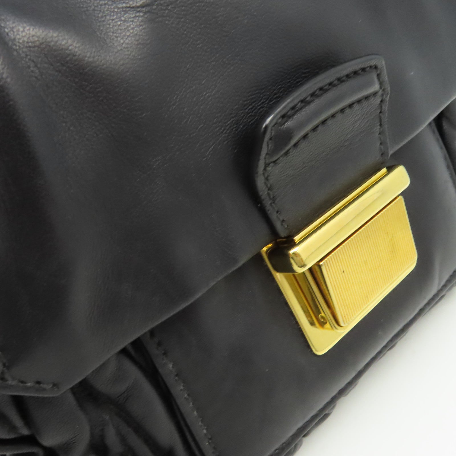 Miu Miu 牛皮皮革2Way Shoulder Bag金扣手挽肩背兩用袋黑色