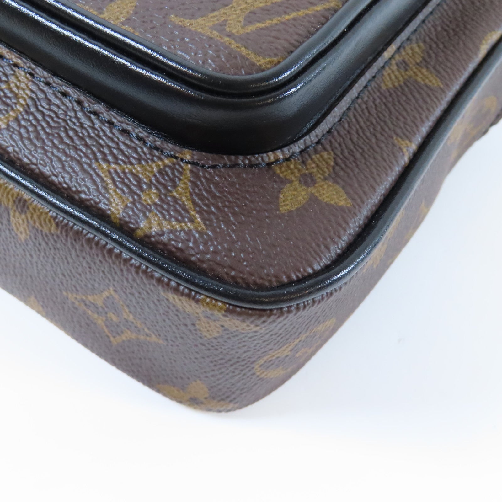 LOUIS VUITTON Monogram Macassar Christopher肩背袋啡色/黑色
