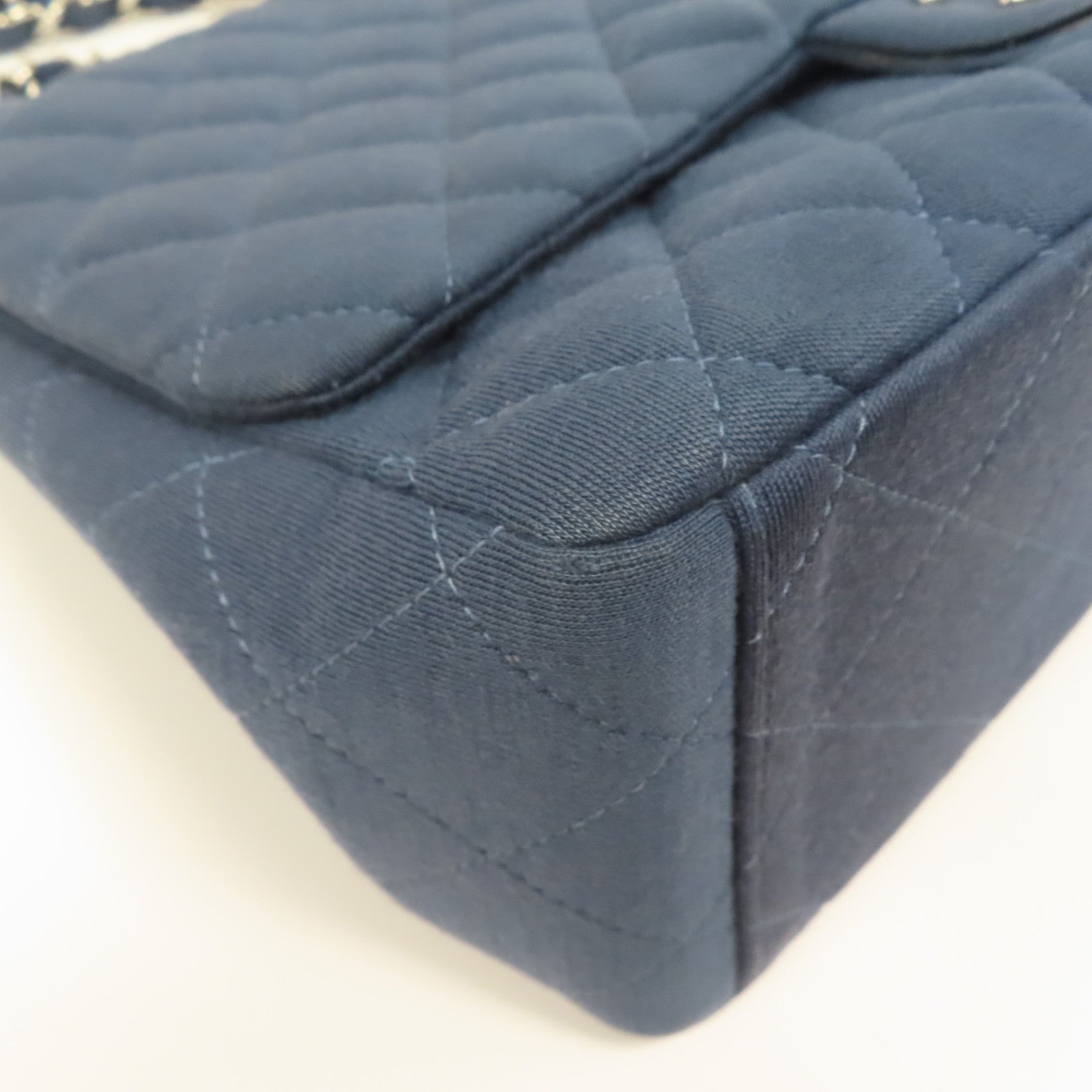 CHANEL 帆布Shoulder Bag銀扣肩背袋藍色