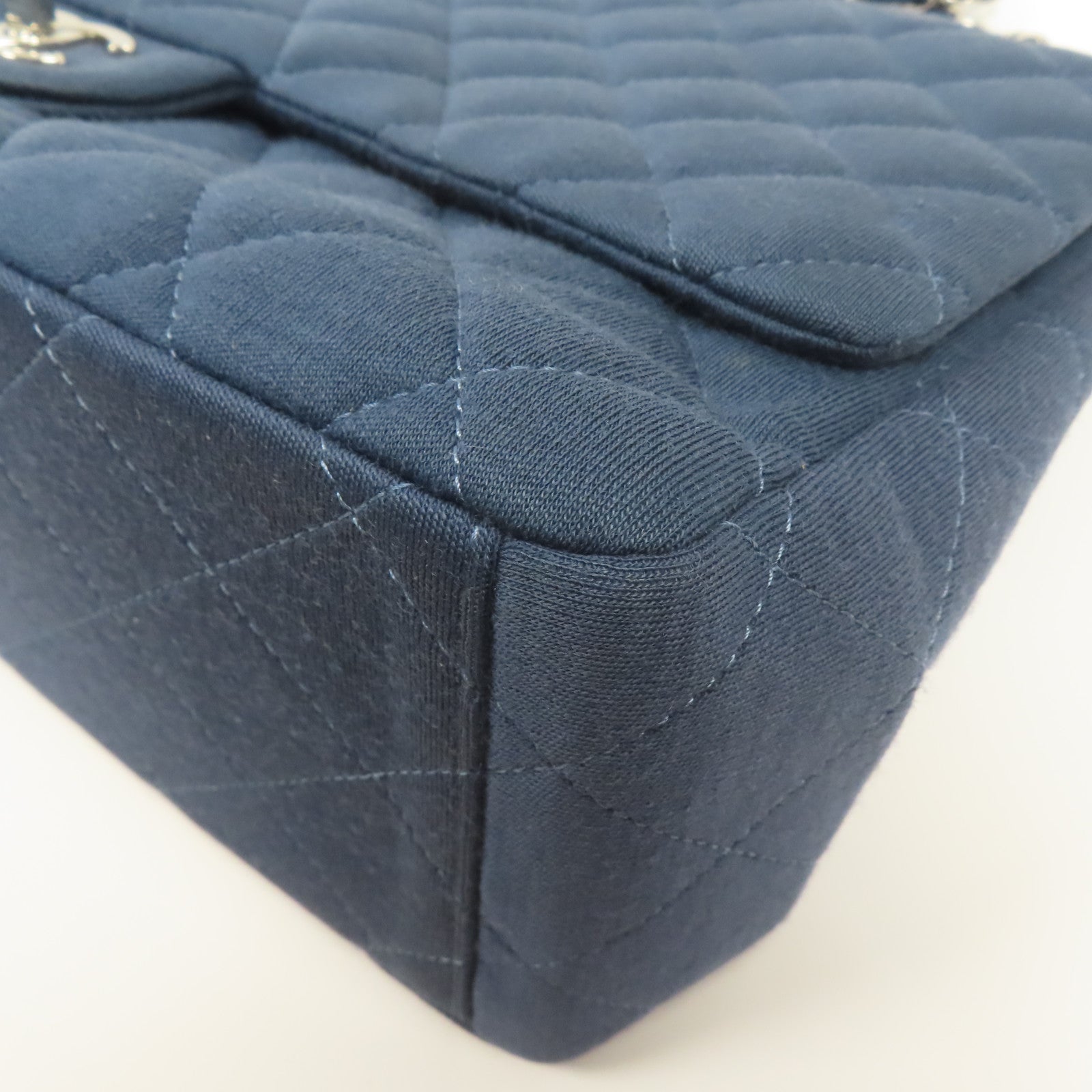 CHANEL 帆布Shoulder Bag銀扣肩背袋藍色