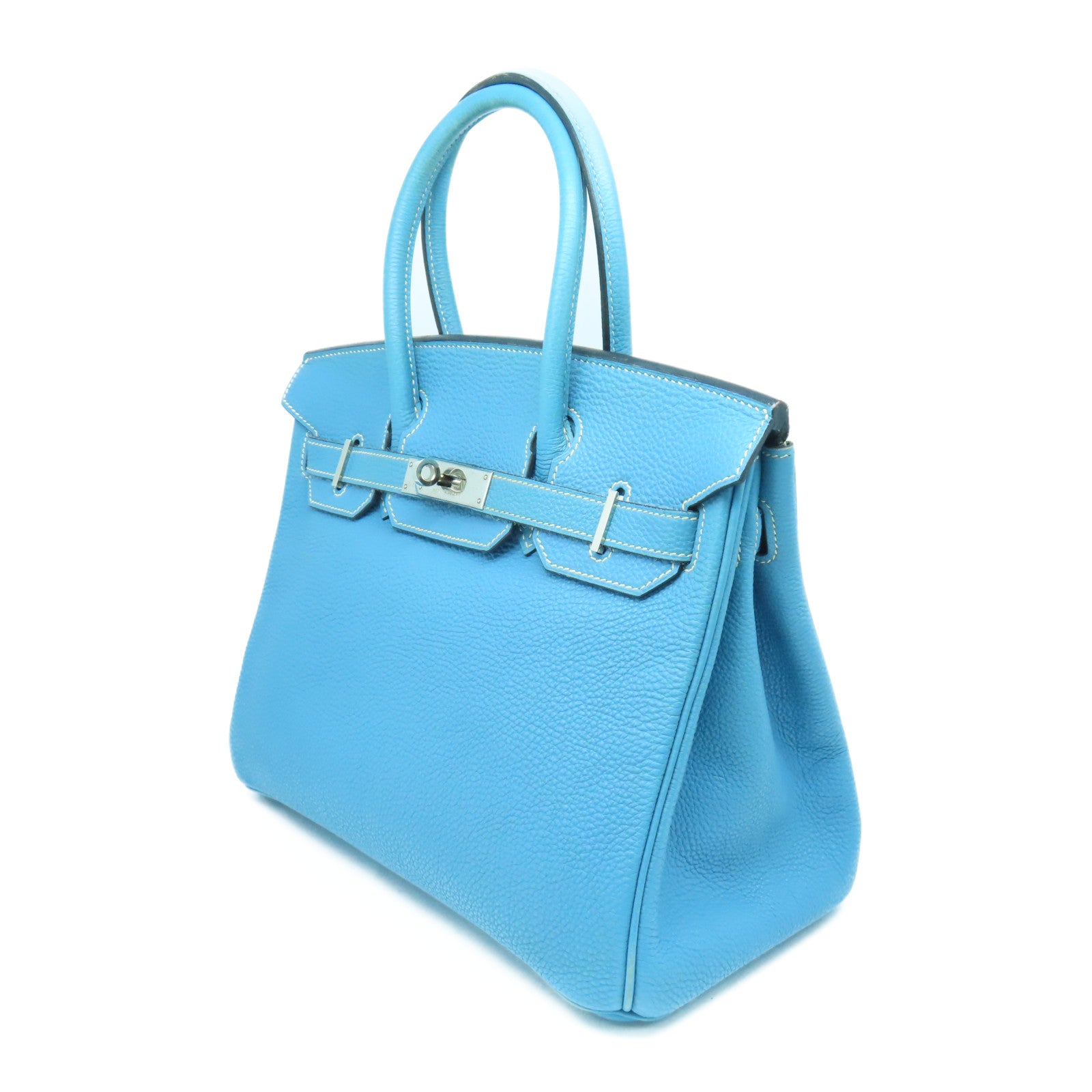 HERMES Togo皮革Birkin 30銀扣手挽袋牛仔藍