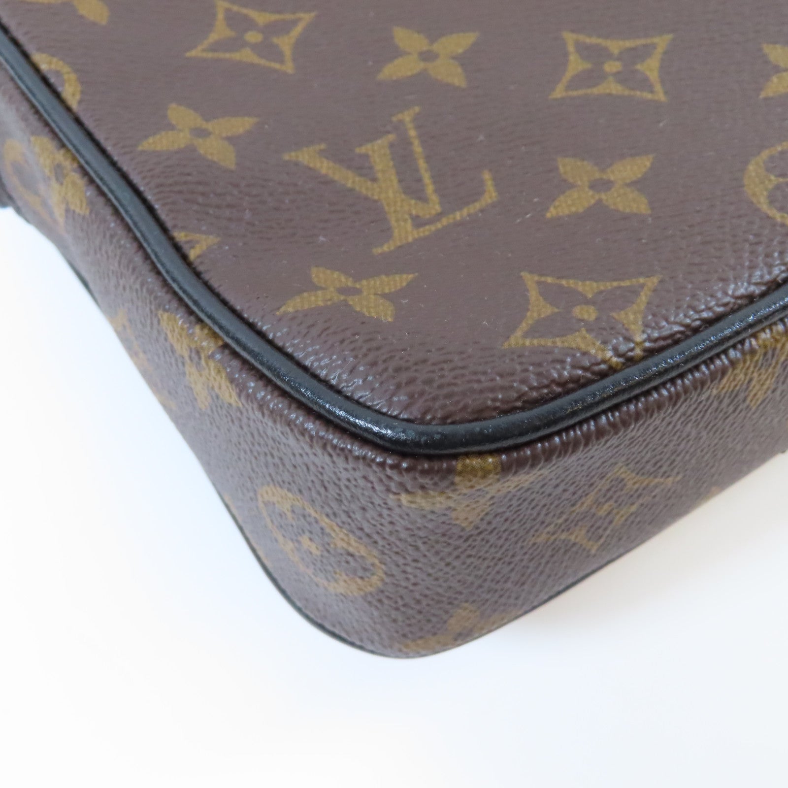 LOUIS VUITTON Monogram Macassar Christopher肩背袋啡色/黑色