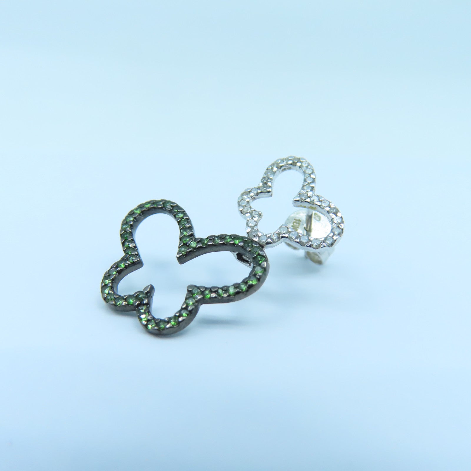 JEWELRY 18K白金Earrings銀扣耳環銀色/綠色
