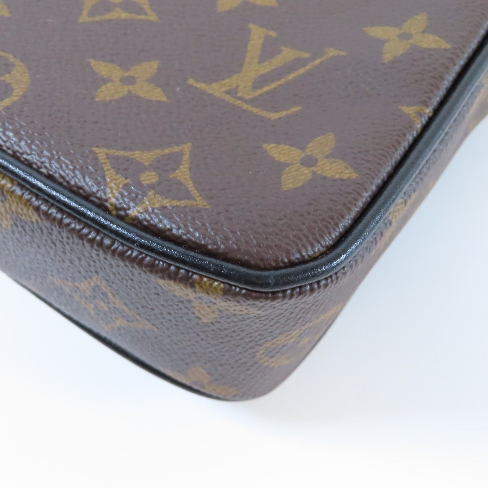 LOUIS VUITTON Monogram Macassar Christopher肩背袋啡色/黑色