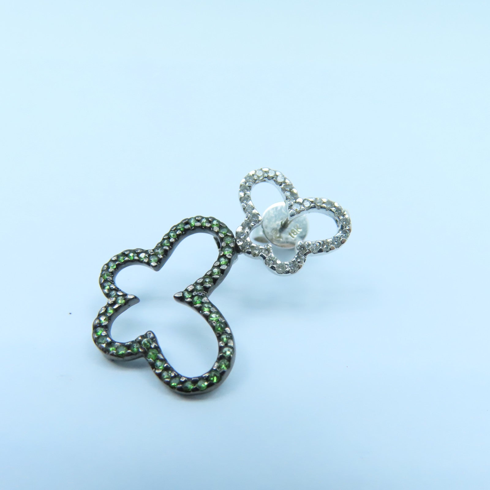 JEWELRY 18K白金Earrings銀扣耳環銀色/綠色
