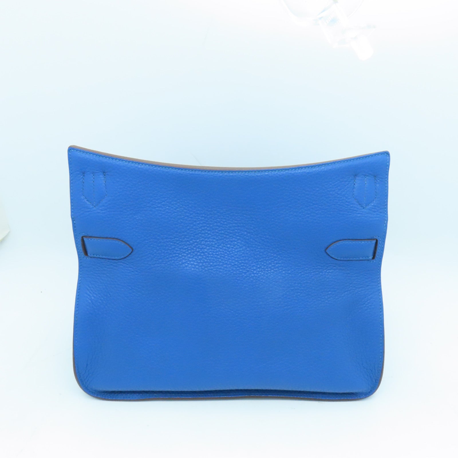 HERMES 【激減優惠】Clemence皮革Jypsiere GM銀扣肩背袋Bleu Hydra藍色