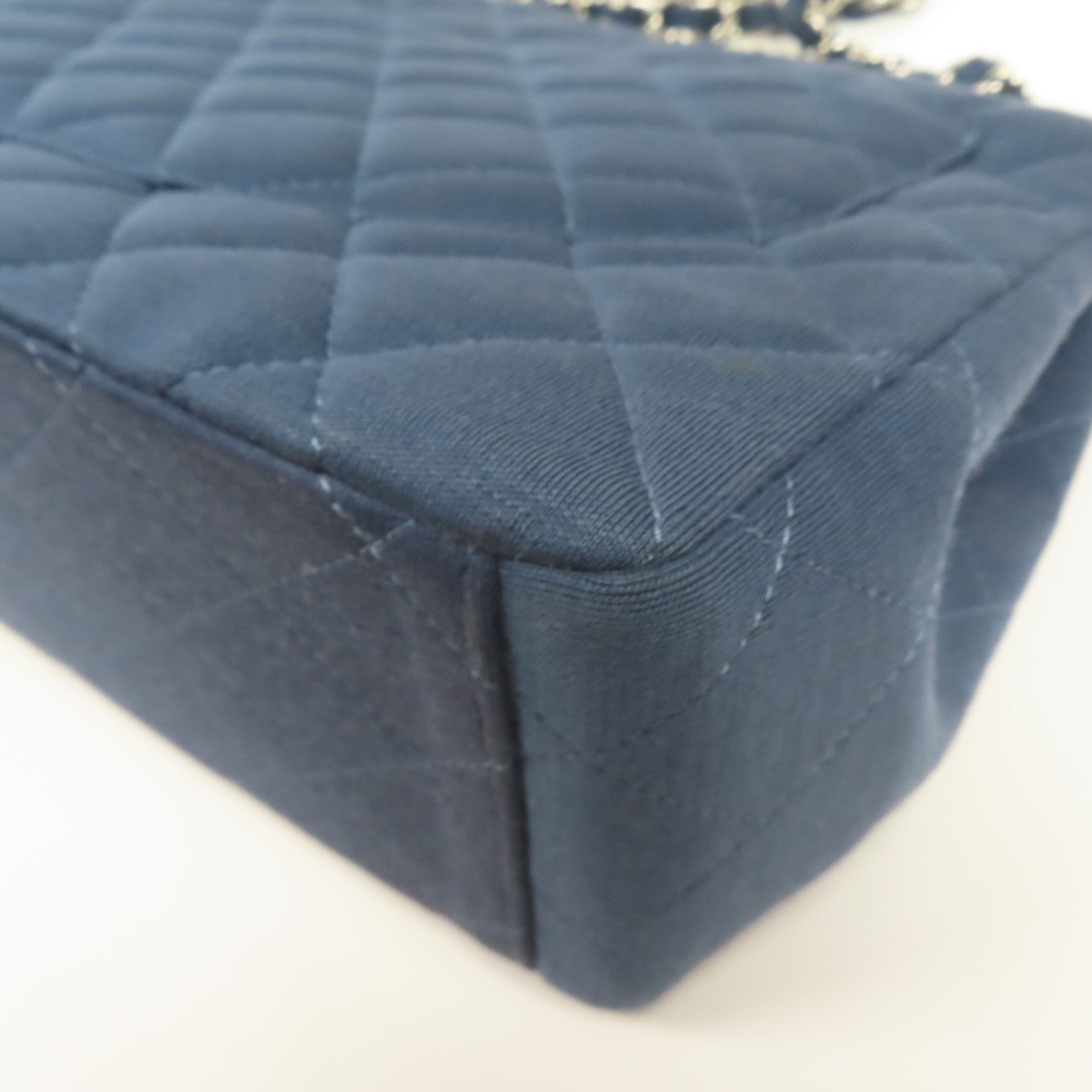 CHANEL 帆布Shoulder Bag銀扣肩背袋藍色
